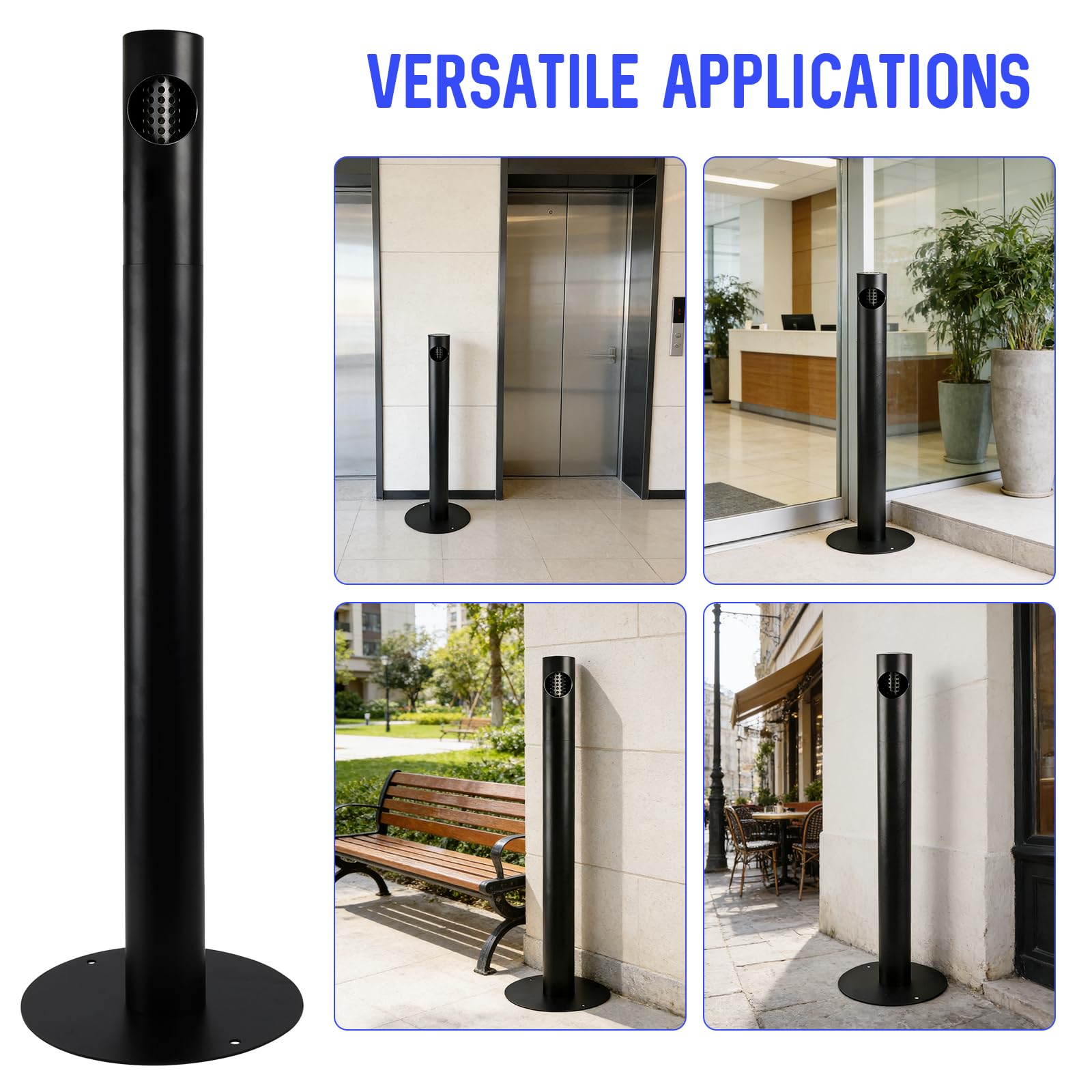 Cendriers sur Pied en Acier Inoxydable | Pour Usage Extérieur, Cendriers Noirs pour Zones Fumeurs