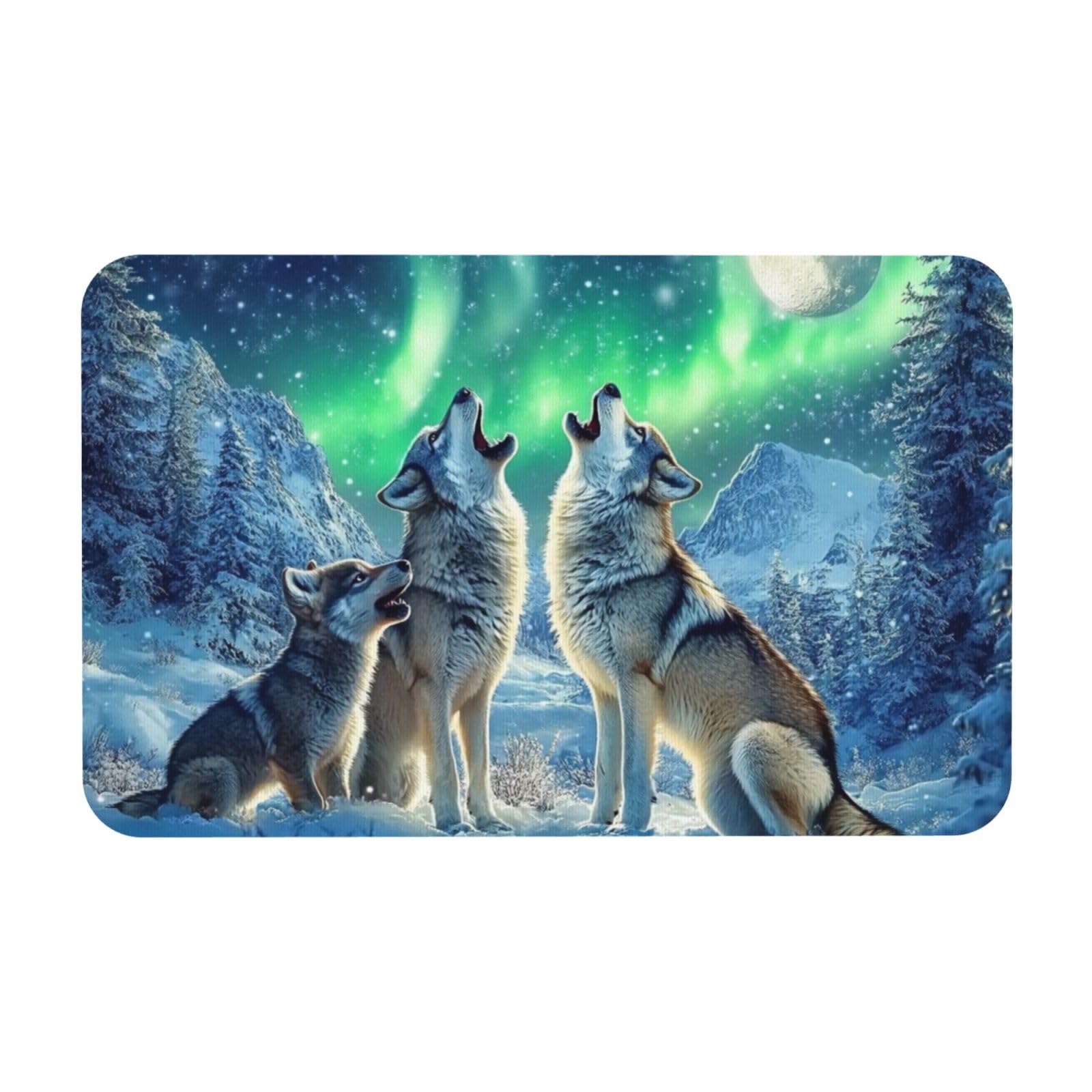 Tapis de bain loup de glace 50x80 cm antidérapant lavable pour intérieur