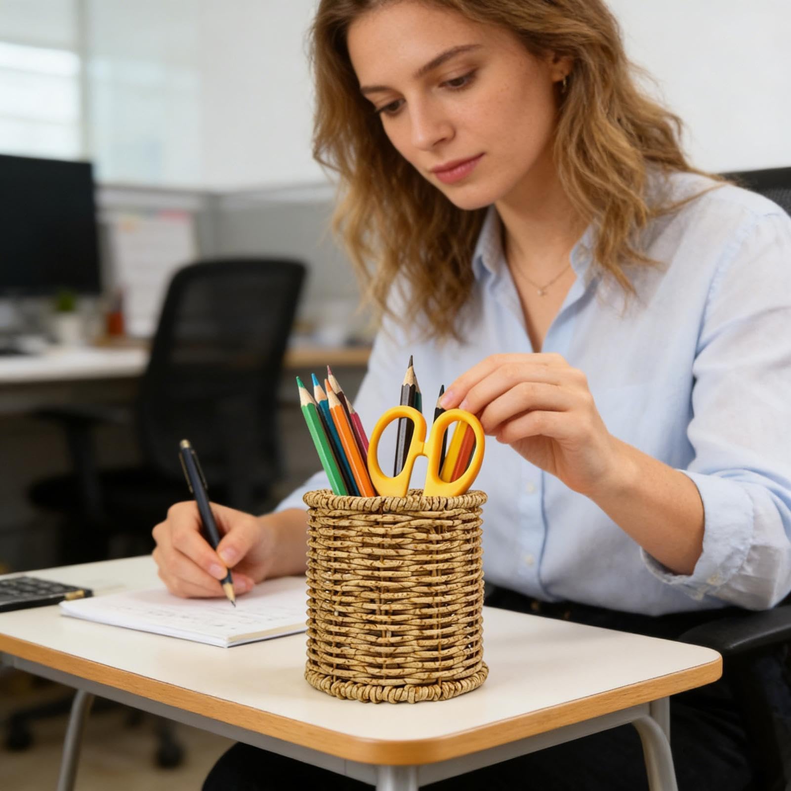 Weidenkorb, Stifthalter, Rattan-Stiftaufbewahrung, multifunktionaler Organizer für Zuhause, Büro, Klassenzimmer, Schminktisch, 10 x 11 cm, vielseitige Lösung für mehrere Räume, insgesamt 576 Tücher