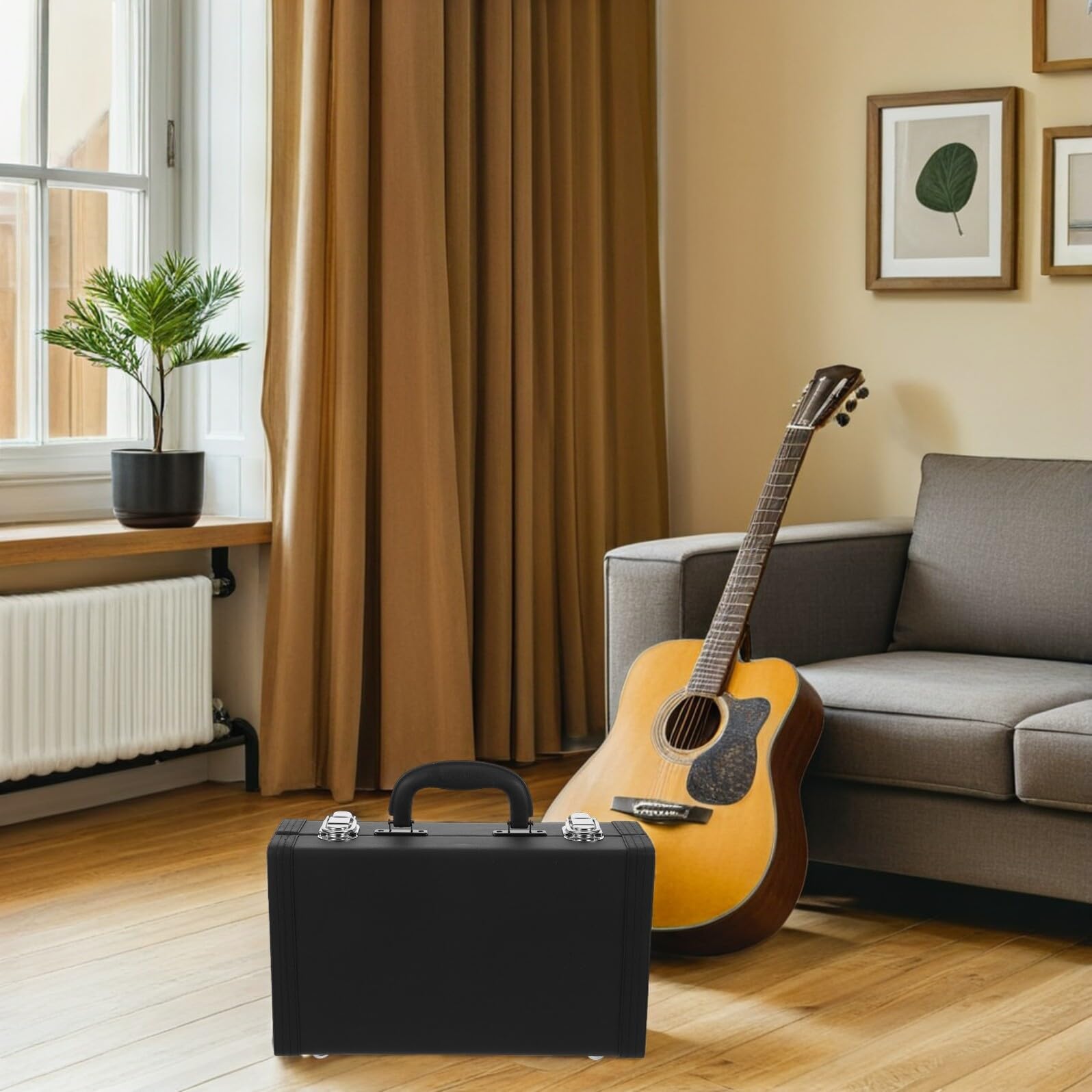 Abaodam Estuche Rígido para Clarinete Portátil PU con Cierre de Pestillo Asa Ergonómica y Protección contra Impactos Bolsa de Almacenamiento para Instrumento Musical Negra