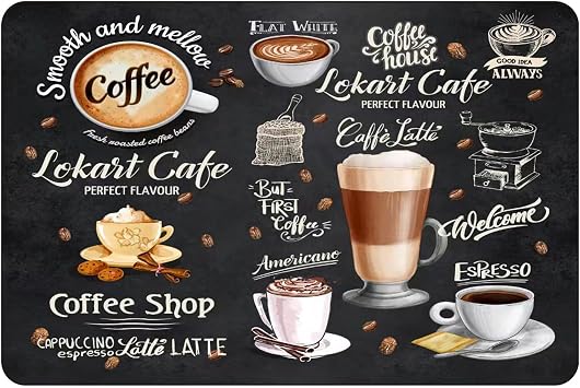 Dish Drying Mat, 16"x 24" Coffee Machine Mat Super Absorbent Kitchen Counter Dishes Rack Draining Board Mat for Kitchen,Non-Slip Table Mat,Coffee Brown Worktop Placemat