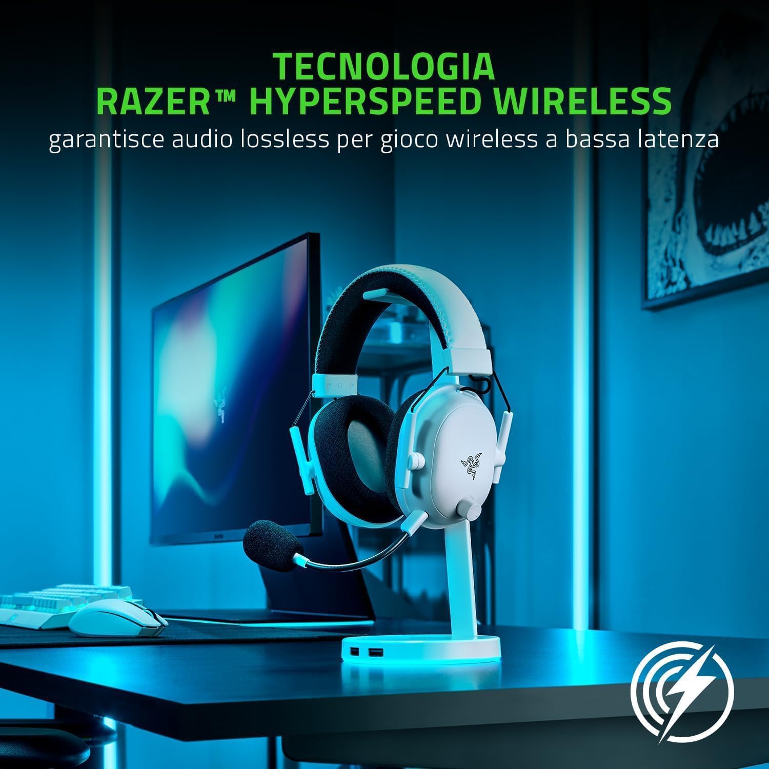 Razer BlackShark V2 Pro per PC Cuffie da gioco Esports Premium senza fili (Cuffie Wireless con Driver da 50 mm, Microfono Supercardioide HyperClear, Bluetooth) Bianco