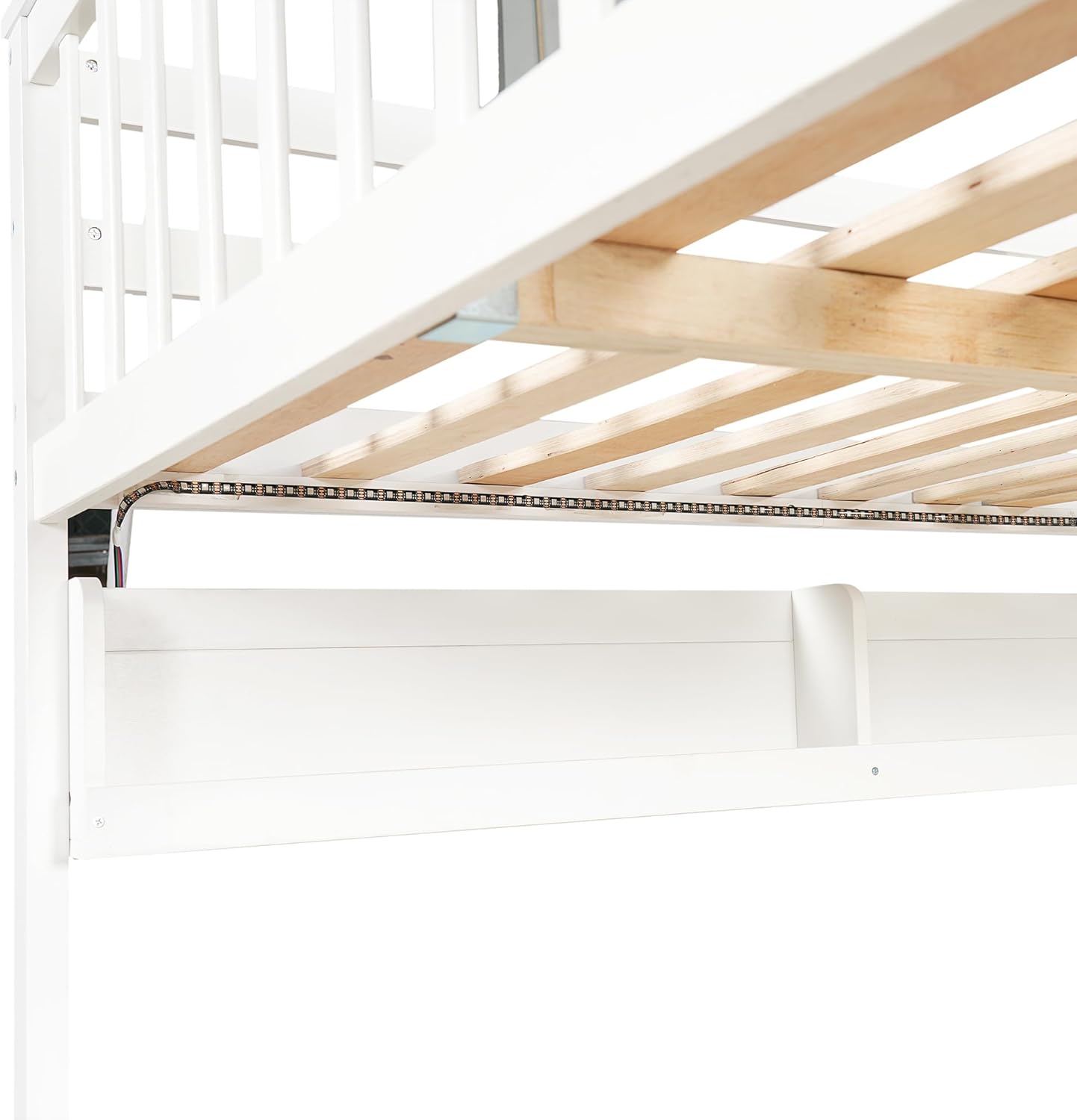 Harper & Bright Designs Full XL Over Queen Bunk Bed with Storage Shelves, Staircase, Twin Trundle & LED Lights – Solid Wood Storage Bunk Bed, Space-Saving Design for Kids, Teens & Adults