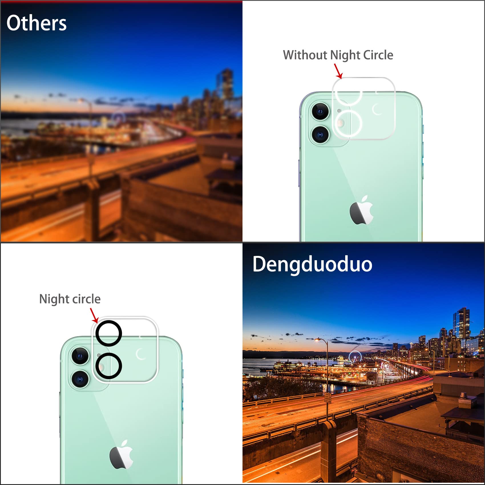 【3 sztuki】Osłona obiektywu aparatu Dengduoduo do iPhone'a 11 i iPhone'a 12 Mini, Ultra HD, szkło hartowane, twardość 9H, odporne na zarysowania, przyjazna dla etui, łatwa w instalacji [nie wpływa na