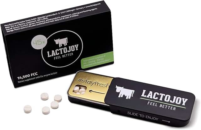 LactoJoy Lactase Pills I Powerful Lactase Enzymes for Lactose Intolerance I Ultra Pure Lactase for Improved Digestion I No...