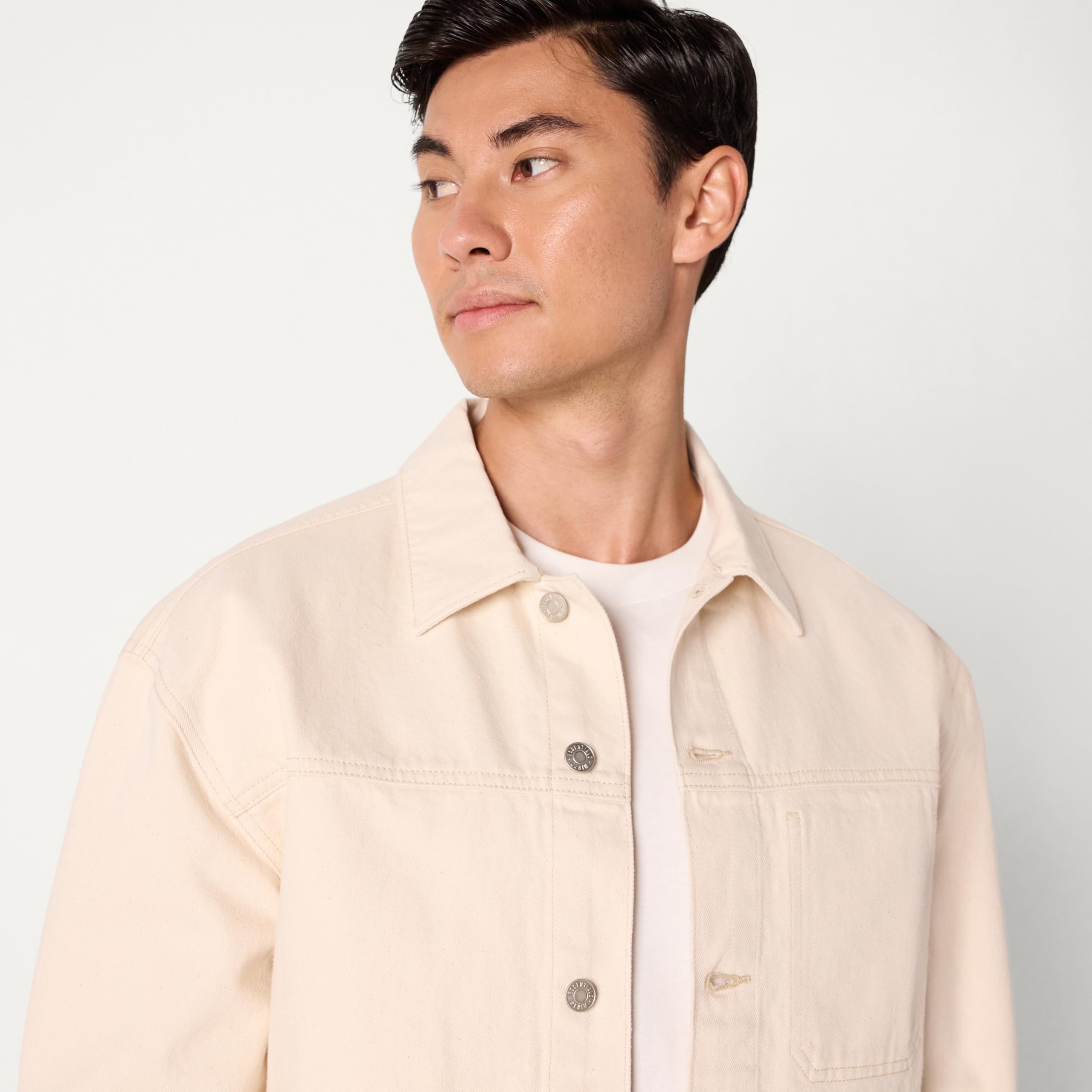 Amazon Essentials Hombre Chaqueta Funcional Vaquera Rígida de Corte Holgado