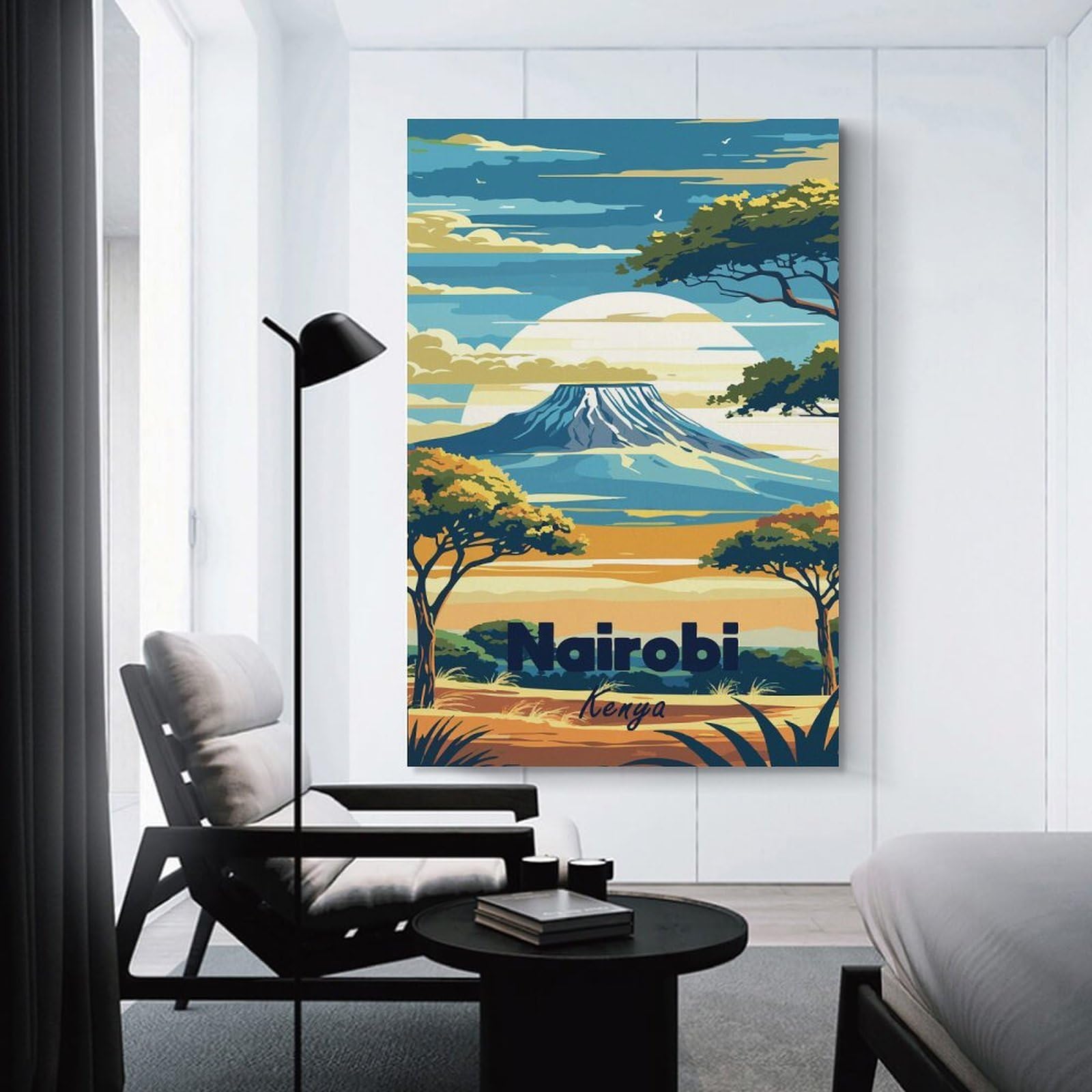 Junmoney Decorative Wall Artwork Nairobi Kenya Travel, 24x36inch(60x90cm), for Lounge, Bedroom Or Personal Spaces, Gift Idea for Housewarming And Birthdays