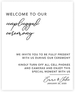Andaz Press Modern Custom Unplugged Ceremony Large Wedding Canvas Guestbook Alternative, 16 x 20 Inches, Custom Welcome to Our Unplugged Ceremony, Vertical, Custom Personalized Wedding Sign