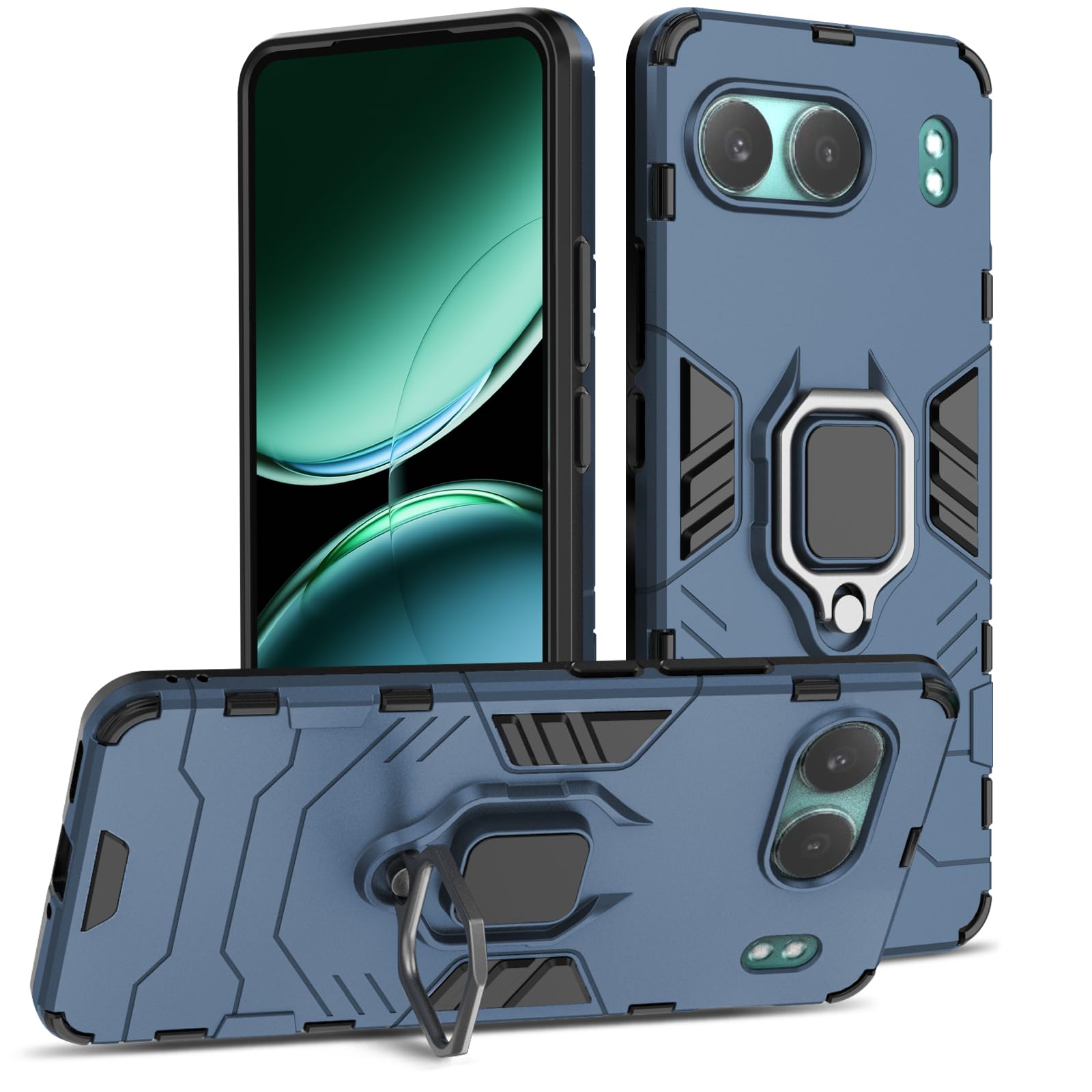 Funda para Samsung Galaxy A13 4G con Cristal Templado Protector Pantalla, Carcasa Antigolpes con Soporte anular metálico, Case Protectora de Grado Militar, Negro — view 202
