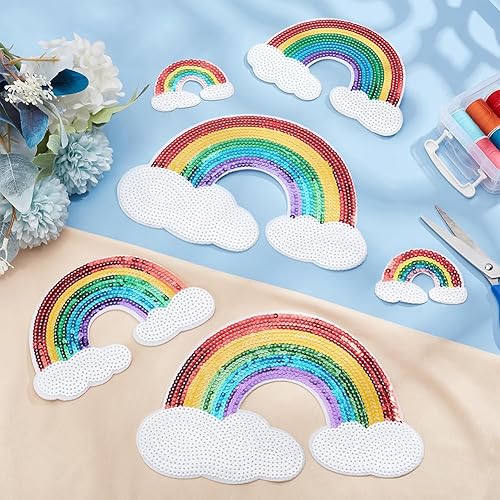 Miniatura 4 de 6 parches de tela de lentejuelas arcoíris para coser con 3 tamaños, accesorios de ropa para planchar y coser, accesorios para ropa, jeans,