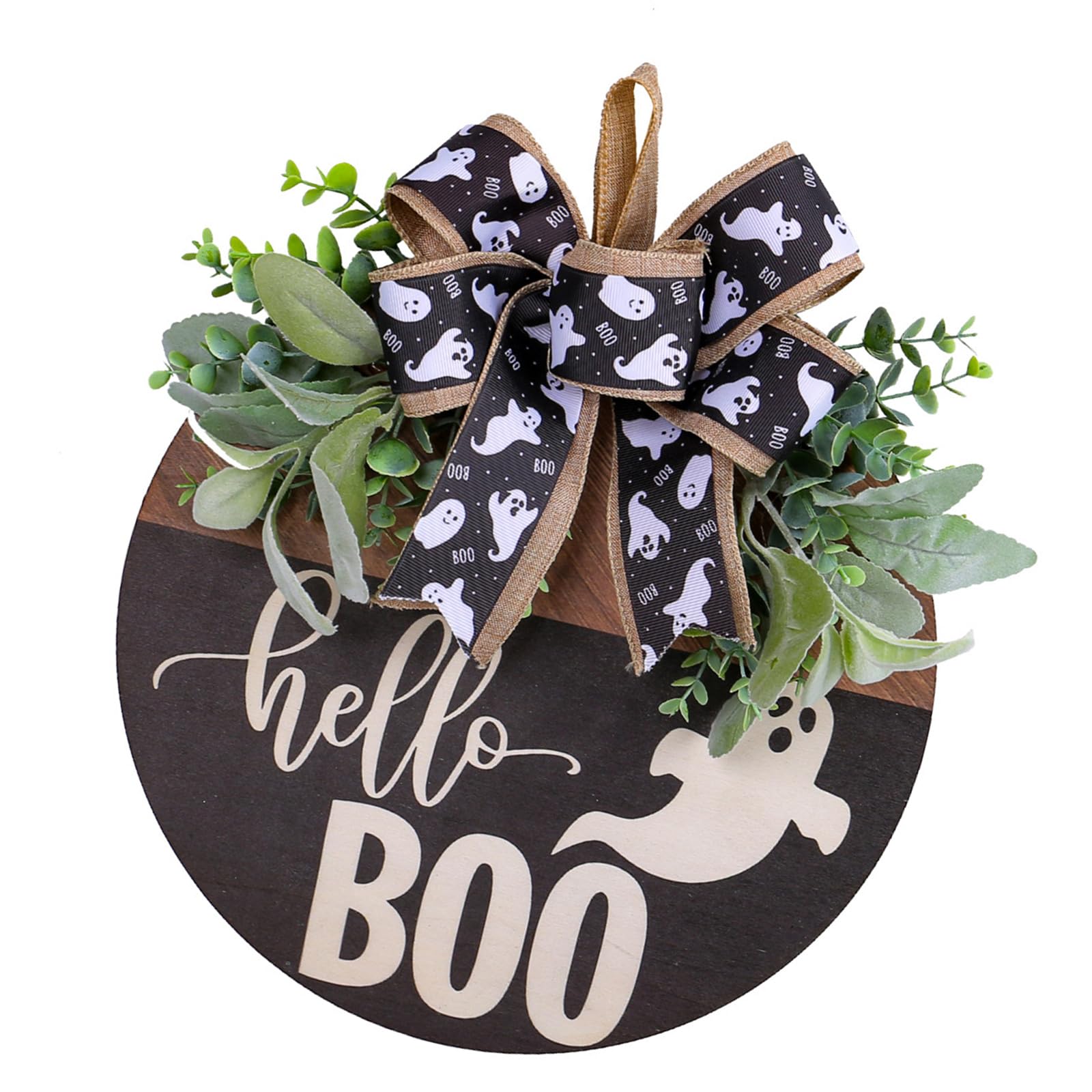 Halloween Skull Welcome Sign Wood Door Hanger with Bowknot for Home Decoration Decorative Wood Plaques Adorment Kitchen Embellishment
