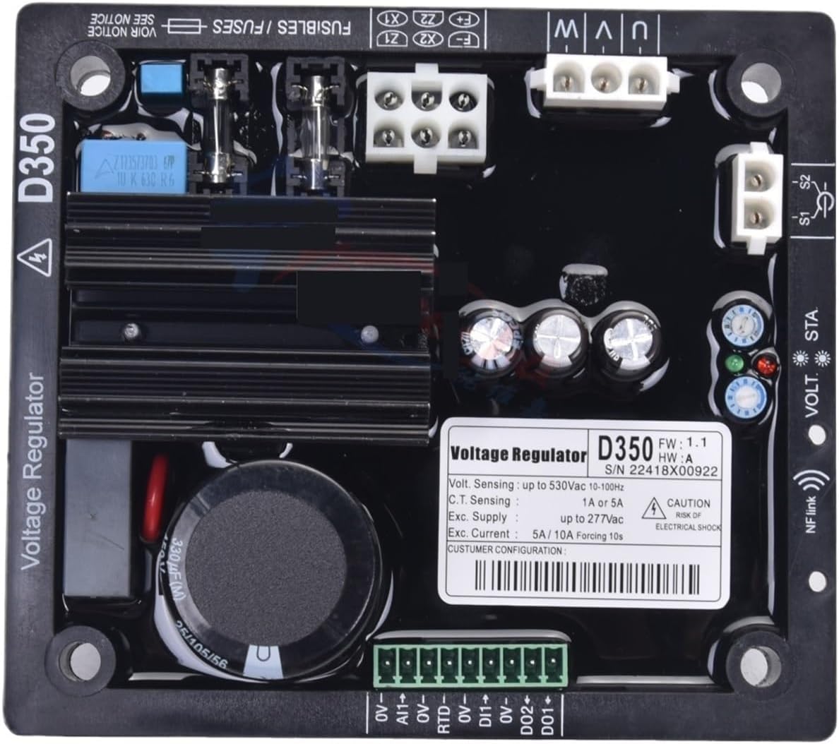 1pcs D350 Brushless Generator Set Excitation Voltage Regulator Automatic Voltage Regulation Pressure Plate for Electrical Systems