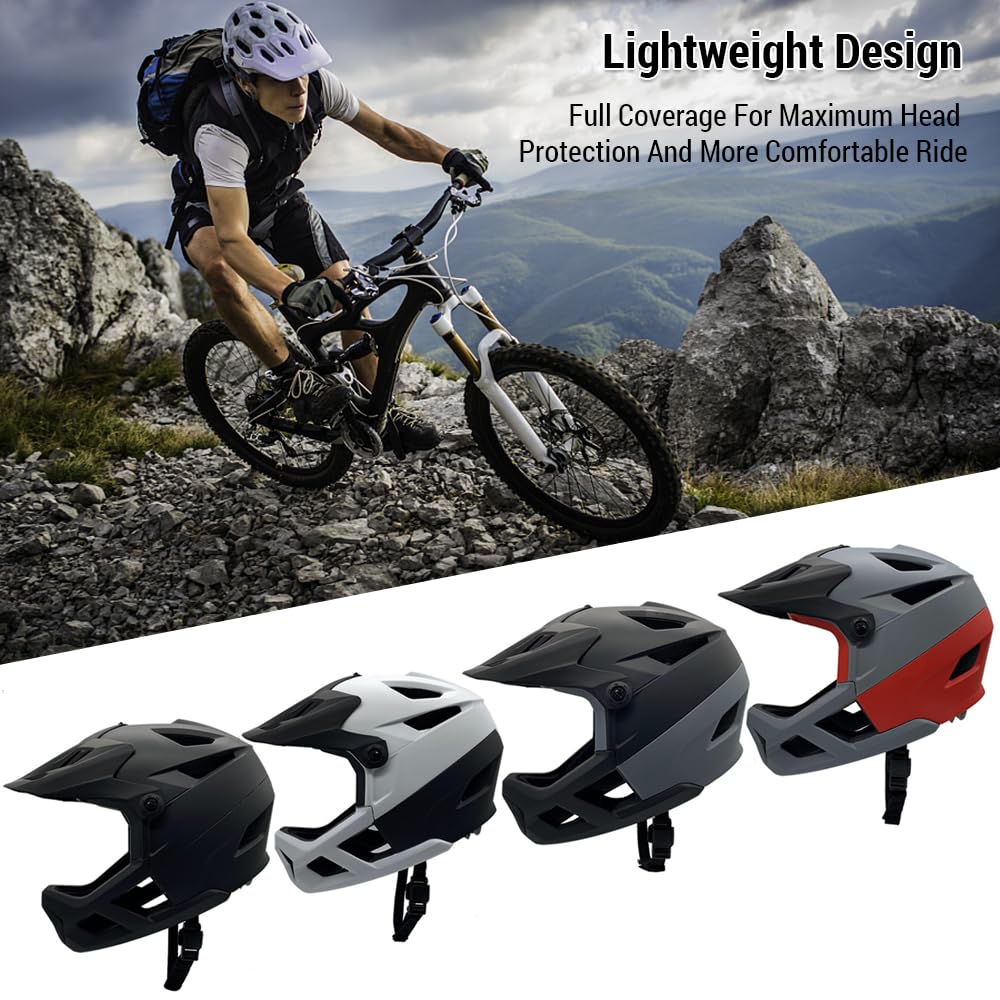Lixada Casco integrale per adulti, casco da mountain bike per uomo e donna, leggero, con visiera regolabile e porta per occhiali, 55-59 cm