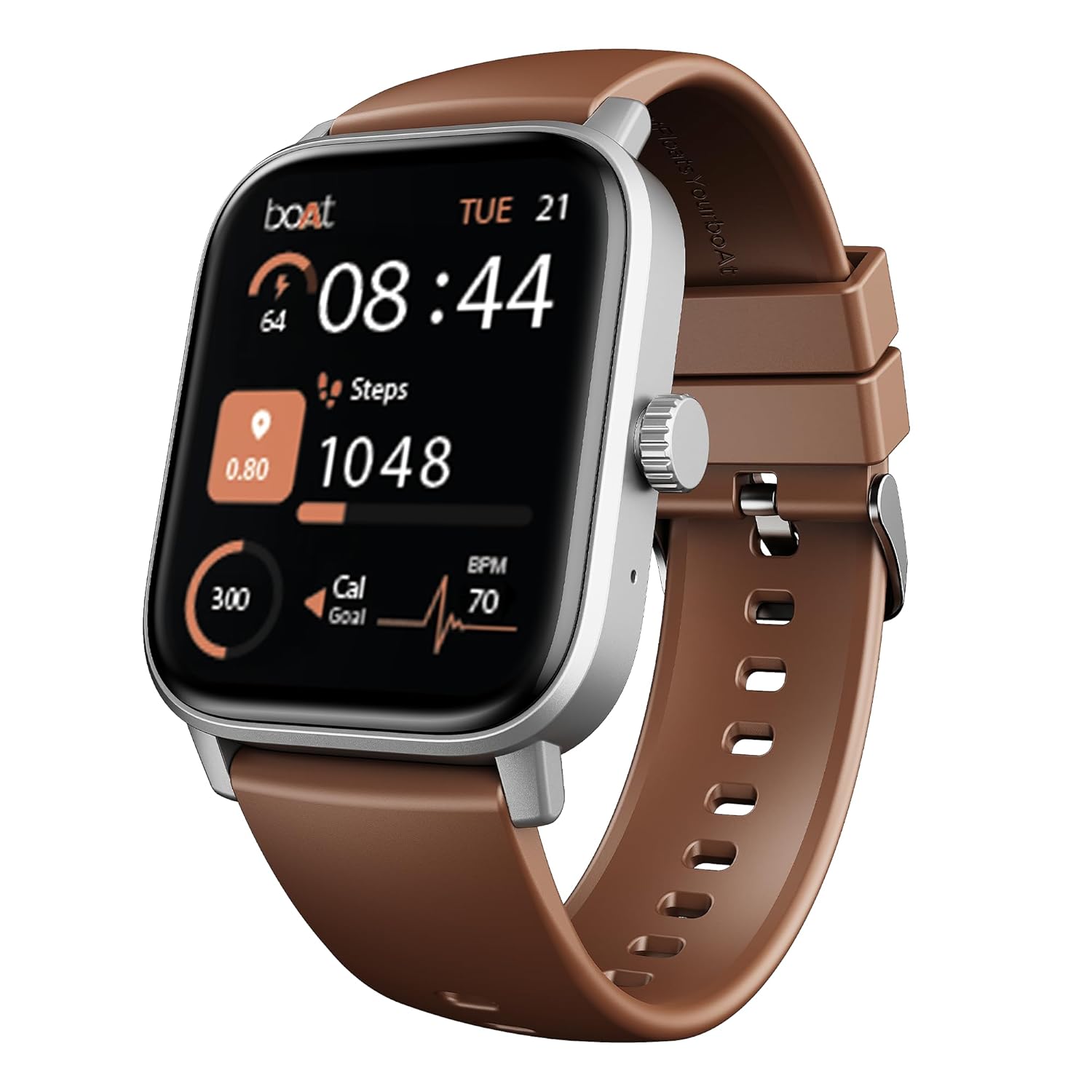 Boat Wave Call 3 Smartwatch 1.83” HD Display with Animated Watch Faces; BT Calling, Functional Crown, Multiple Sports Modes, IP68, HR, SpO2 Monitor, Smart Watches for Men & Women (Timber Brown) Boat Wave Call 3 Smartwatch 1.83” HD Display with Animated Watch Faces; BT Calling, Functional Crown, Multiple Sports Modes, IP68, HR, SpO2 Monitor, Smart Watches for Men & Women (Timber Brown)