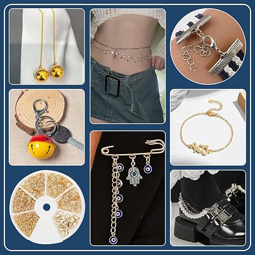 Miniatura 12 de PH PandaHall 640 anillos de salto de acero inoxidable 304 con 20 cierres de pinza de langosta de 0.472 x 0.295 in, anillos de salto abiertos