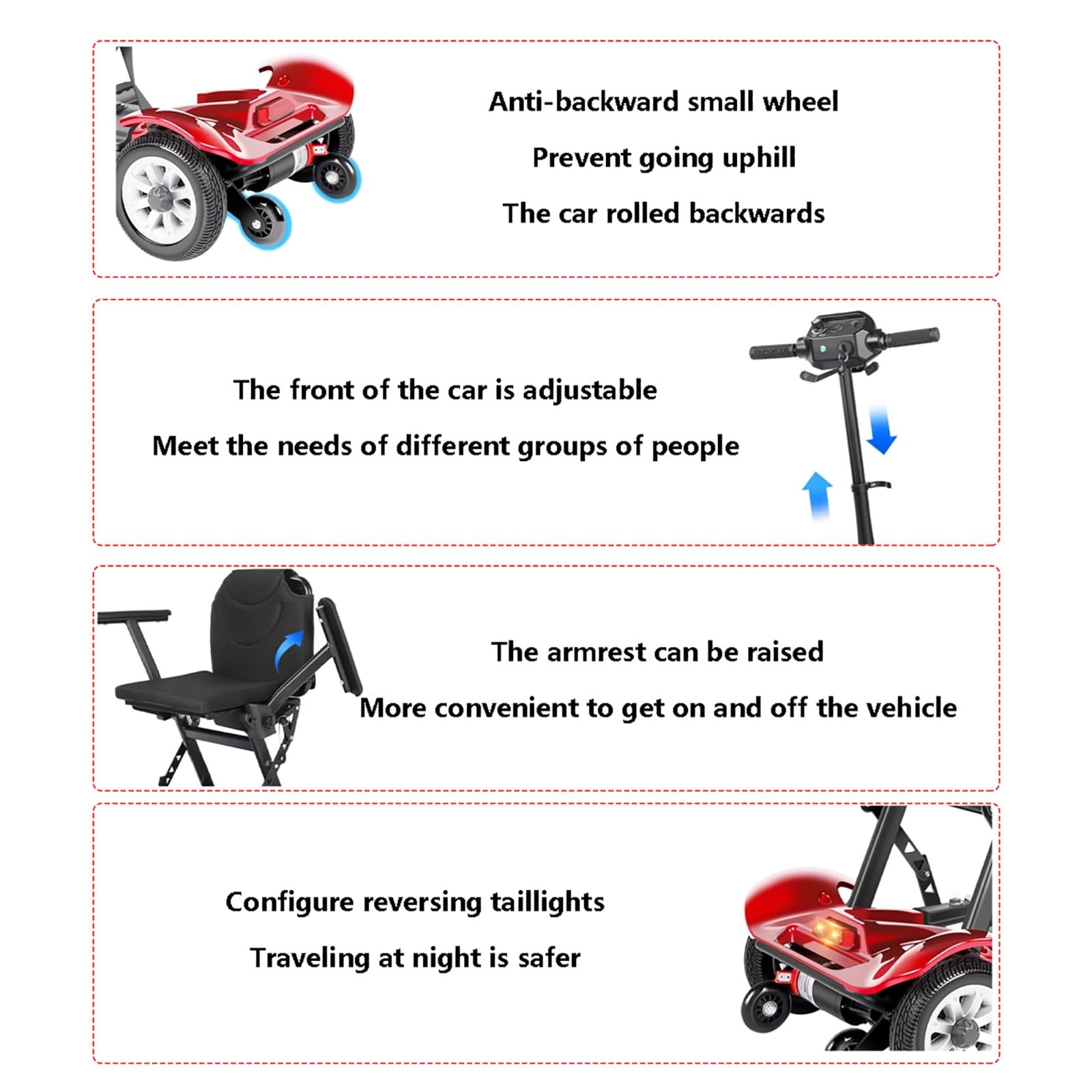 Sillas De Ruedas Eléctricas Para Adultos,Scooter De Movilidad De 4 Ruedas,Scooter De Movilidad Motorizado Para Personas Mayores,Scooter Eléctrico,Scooter Motorizado Todo Terreno black