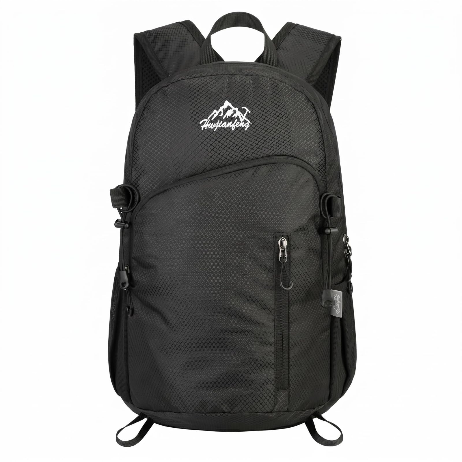 Side Pockets Lightweight Backpack Front Pocket Daypack Contoured Back Panel Zippered Backpack Textured Woven Material, Black | Sporting Goods | Outdoor Sports | Camping & Hiking-image-35