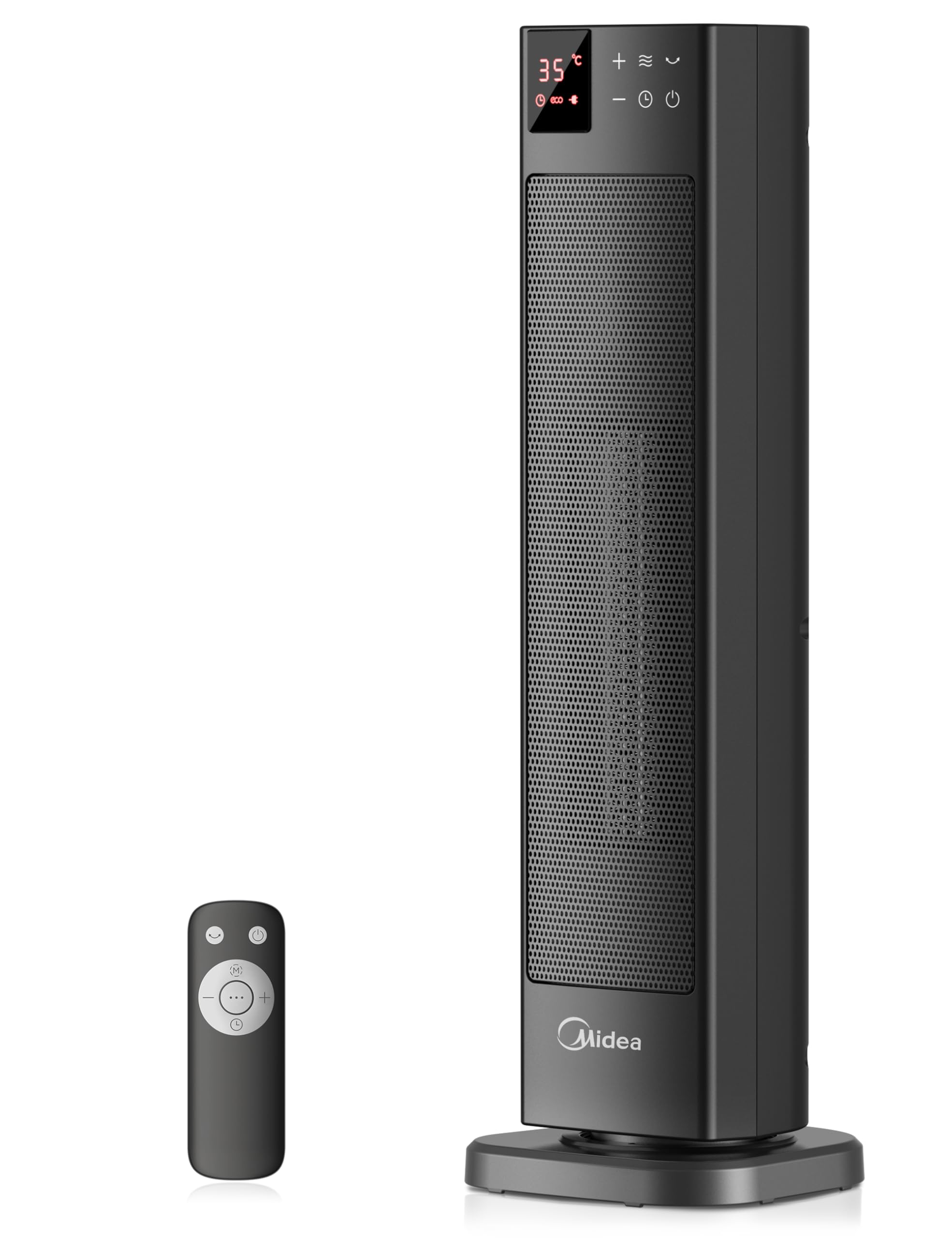 Midea NTH20-22ERSE Stufa Elettrica in Ceramica 2000W con Termostato e Telecomando, 58 cm, 3 Modalità Timer 24H, Protezione Surriscaldamento e Ribaltamento, Riscaldamento Rapido per Ufficio Camera Casa