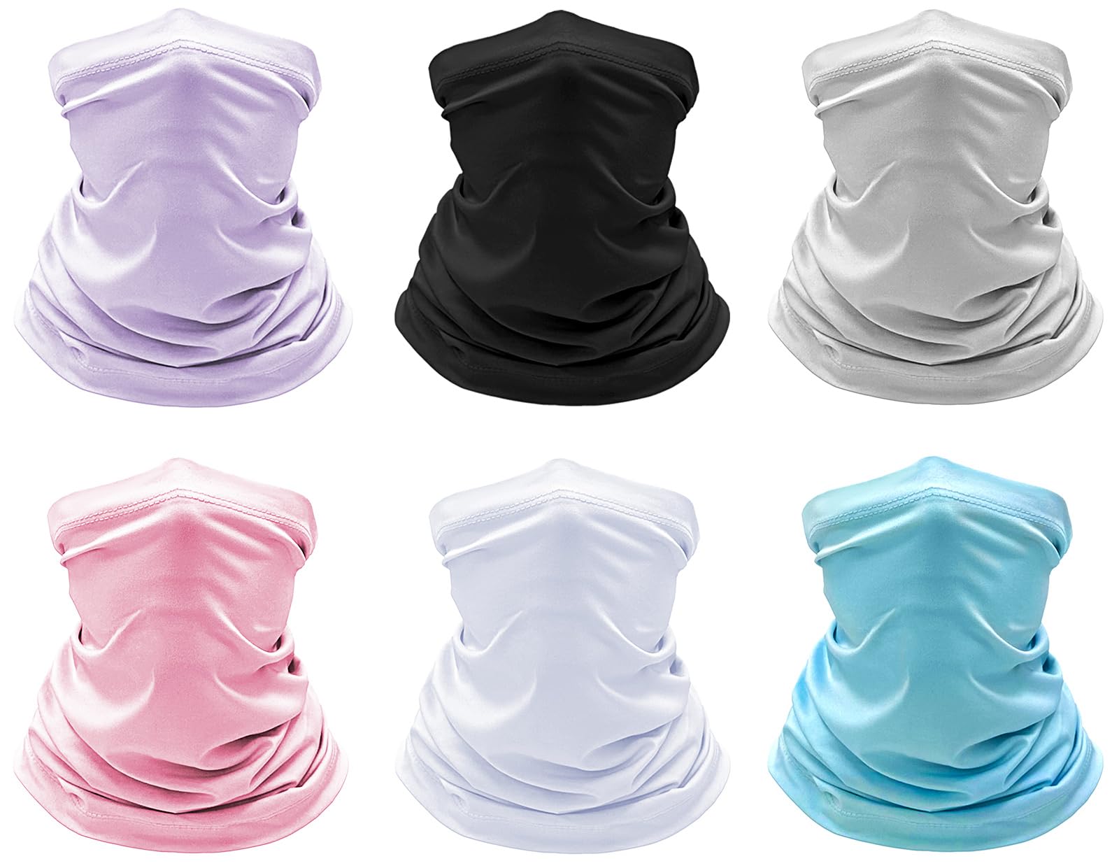 6 Pack Cooling Neck Gaiter Face Cover Mask Summer Breathable Dust UV Bandana Scarf for Men Women Fishing