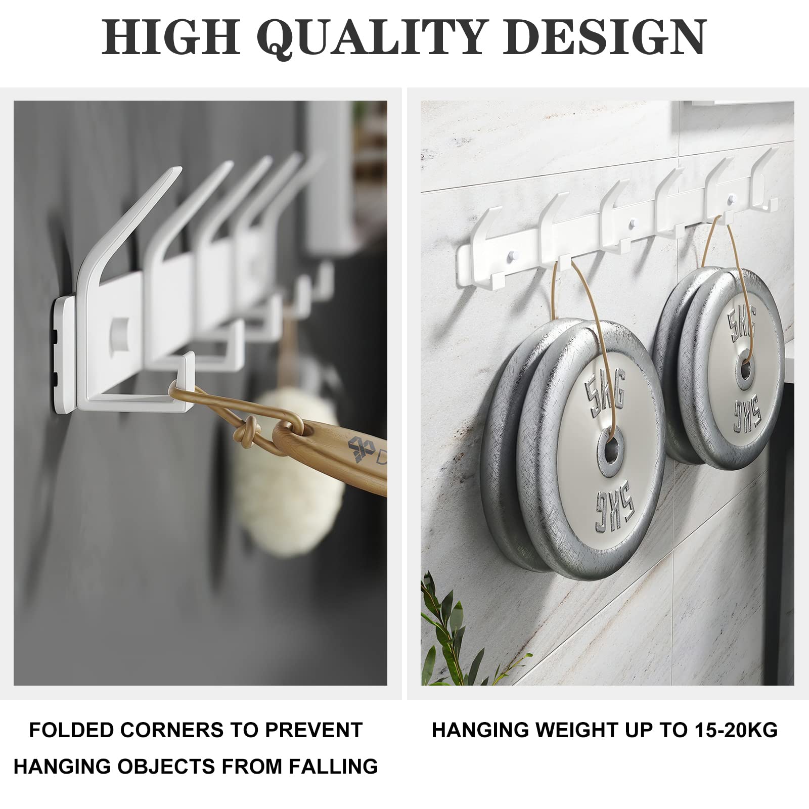 Perchero Pared Blanco Perchero Puerta Con 6 Ganchos Para Colgar Abrigos, Sombreros, Ropa, Bufandas