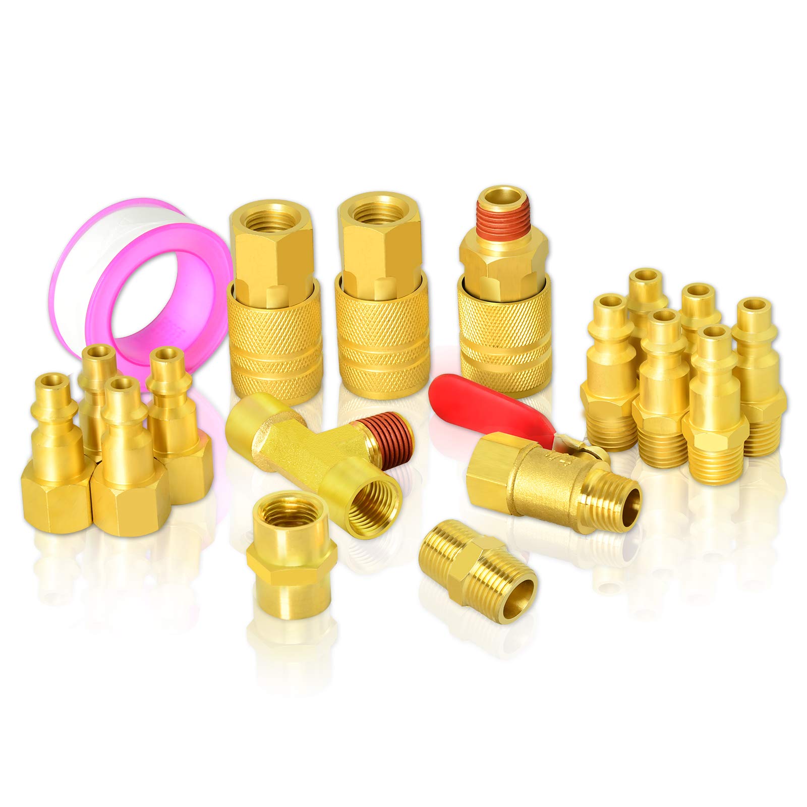 Buy her 19 Pieces Air Coupler and Plug Kit, Solid Brass Quick Connector