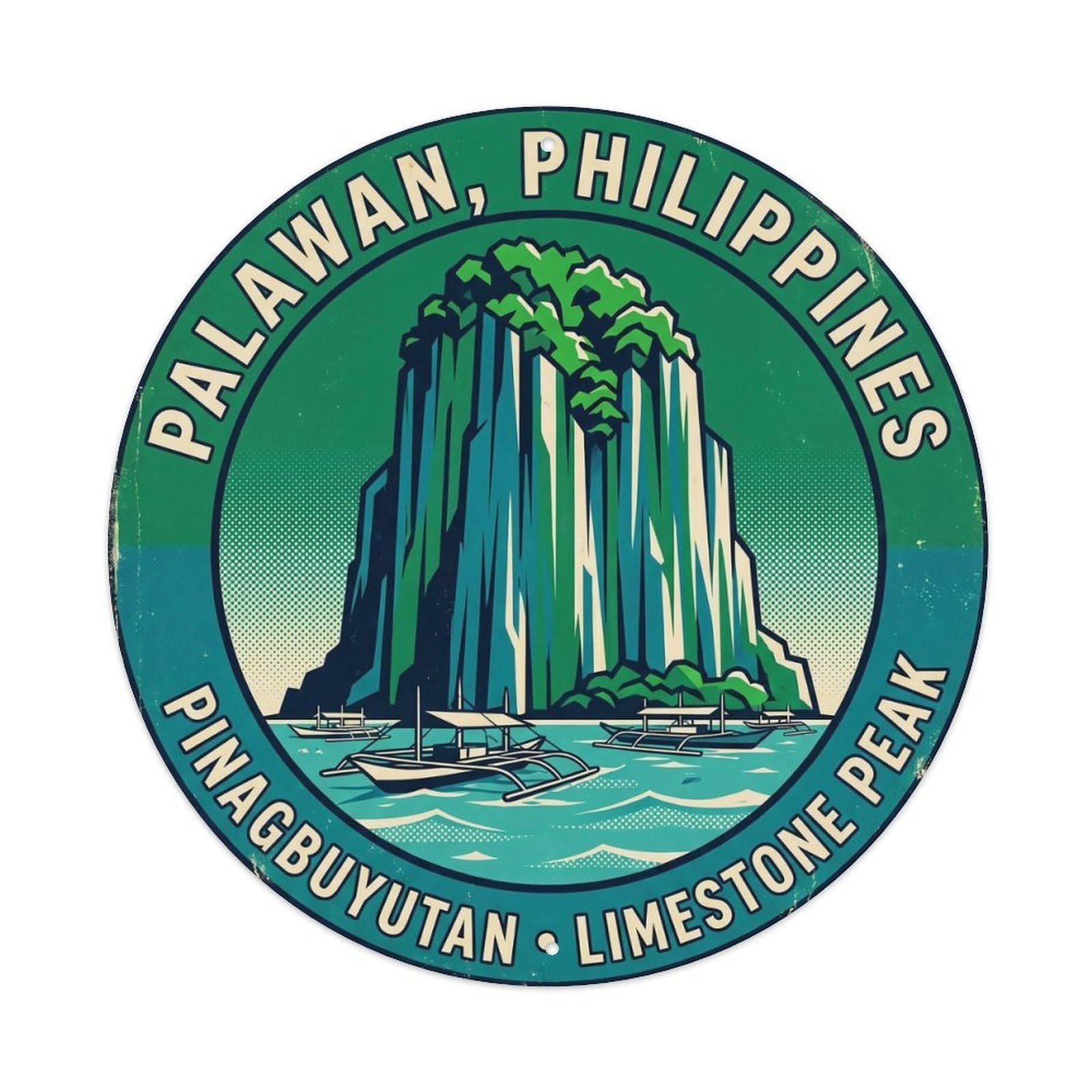 Odgynaw 8X8inch(20X20cm) Palawan Pinabuyutan Island Tropical Coastal Journey Metal Tin Sign