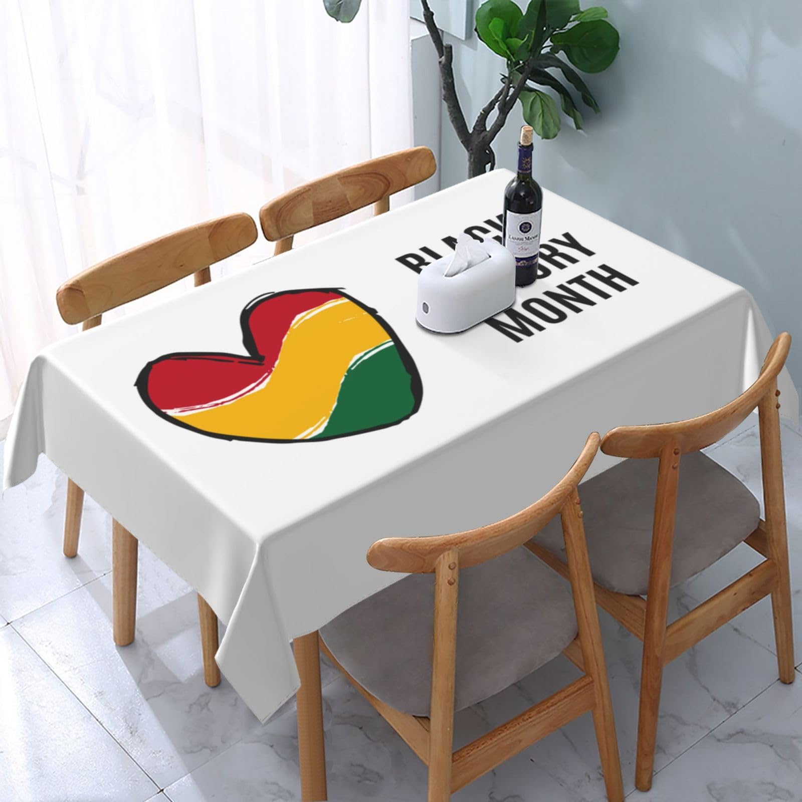 JunHeArt Black History Month Tablecloth Rectangle Table Cover Washable Table Cloths Decor For Kitchen 54" X 72"