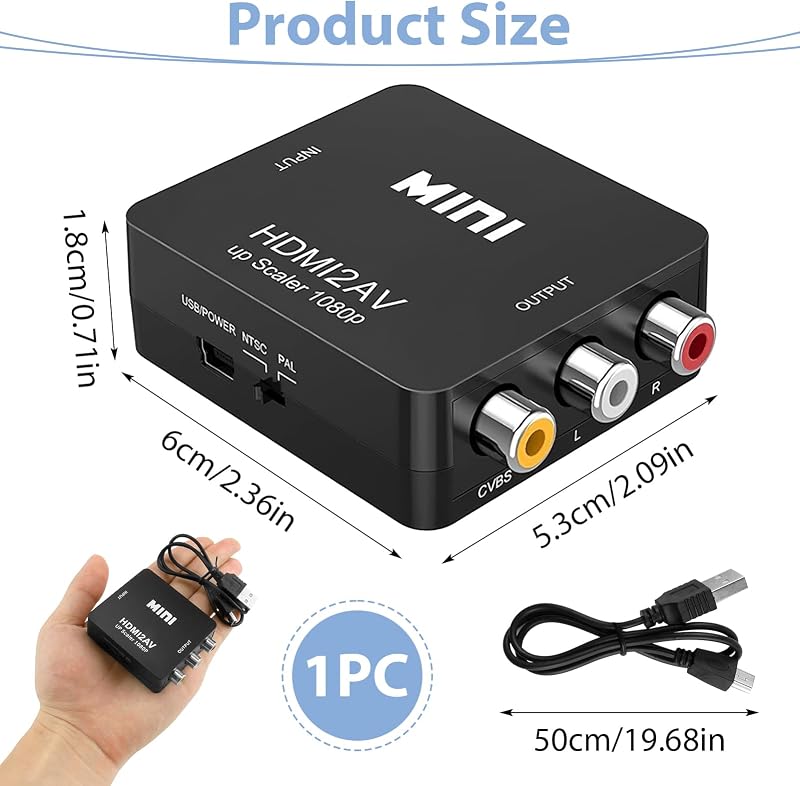 SRLWMYI RCA HDMI Adapter 1080P AV Kompozit Video Audio Konverter USB Kábellel PS2 PS3 PS4 Xbox Wii Nintendo VHS VCR DVD TV PAL NTSC