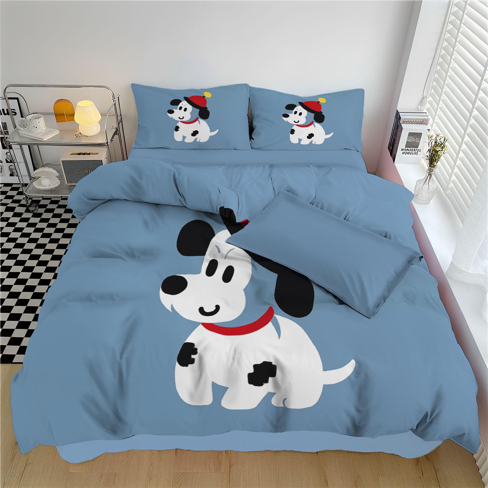 Parure de lit 2 personnes 240x260cm avec housse de couette chien