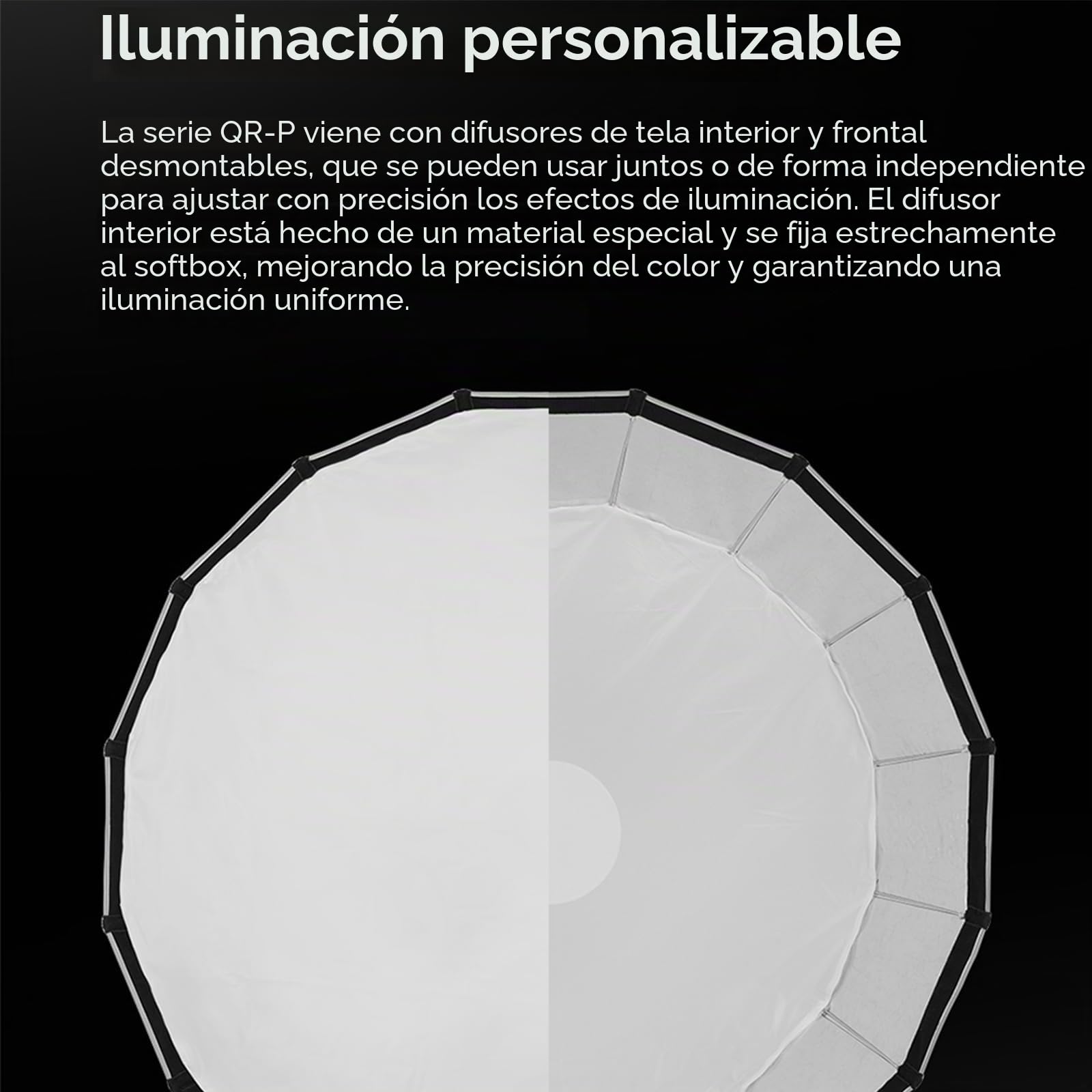 GODOX QR-P60T 60cm Softbox Profundo Parabólico de Liberación Rápida con Rejilla Profundidad de 30cm para Godox MS200-V MS300-V SK400II-V DP400III-V DP600III-V SL60W SL60IID SL60IIBi SL100D SL100Bi
