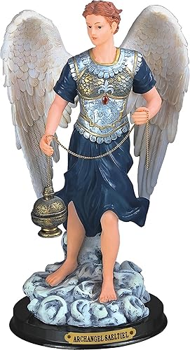 ICE ARMOR Estatua de Arcángel Sealtiel de 12" H Ángel de oración Santa Figurita religiosa Decoración religiosa