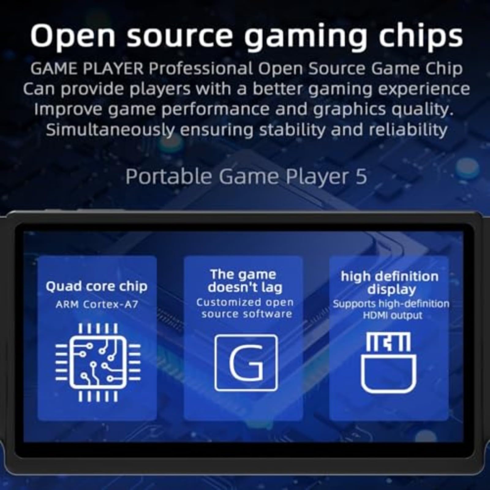 HC8000 Console de jeu portable rétro avec câble – 15 000 jeux prend en charge la connexion – Écran IPS 7" et 5 heures (blanc)