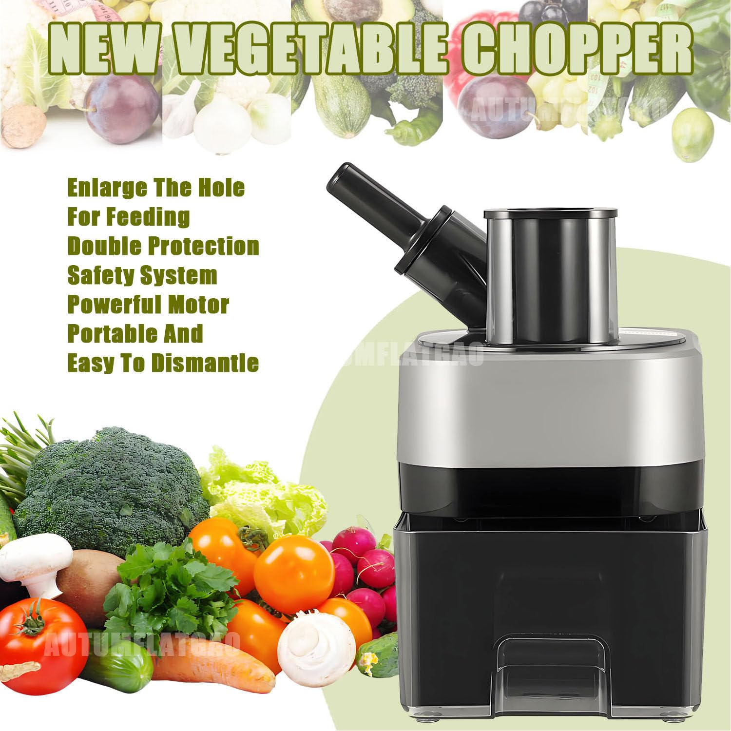 Cortador De Verduras Electrico, Picadora De Verduras, Doble Puerto De Alimentación, Procesador De Alimentos con 4 Cuchillas De Acero Inoxidable para Zanahorias, Patatas Y Cebollas