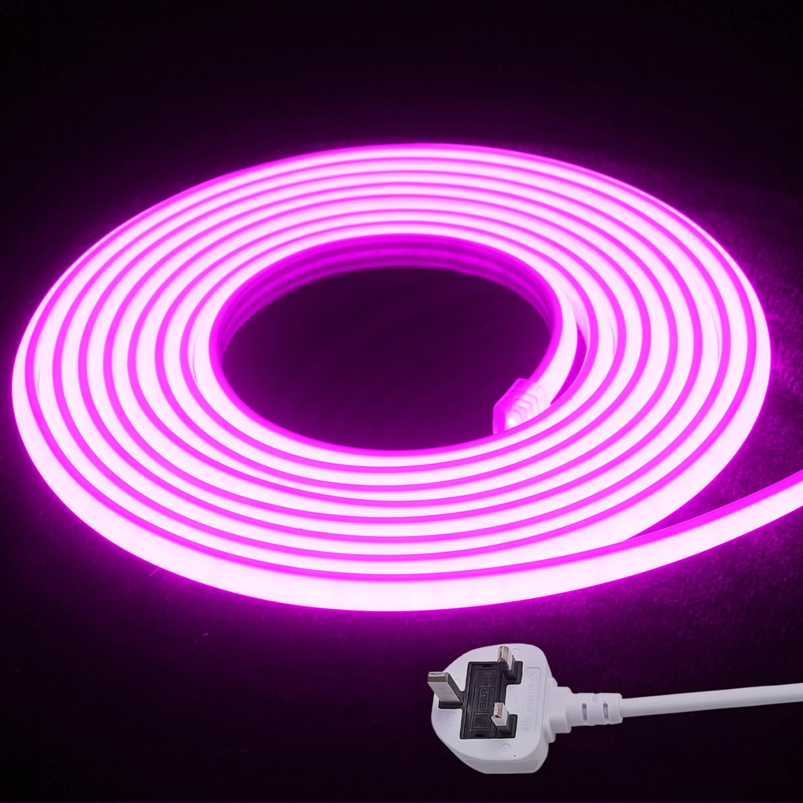 STHomedeco LED Strip Light - Flexible COB Neon Light Strip, Cut to 10cm, IP65 Waterproof 220V Neon Rope Strip for Indoor Outdoor Decor with UK Plug Power Supply (Pink, 4M)