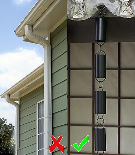 Miniatura 6 de UrbanUp Cadena de lluvia de aleación de aluminio cilíndrica para jardínbalcónpasillo, cadena de agua de decoración única, cadenas de drenaje de