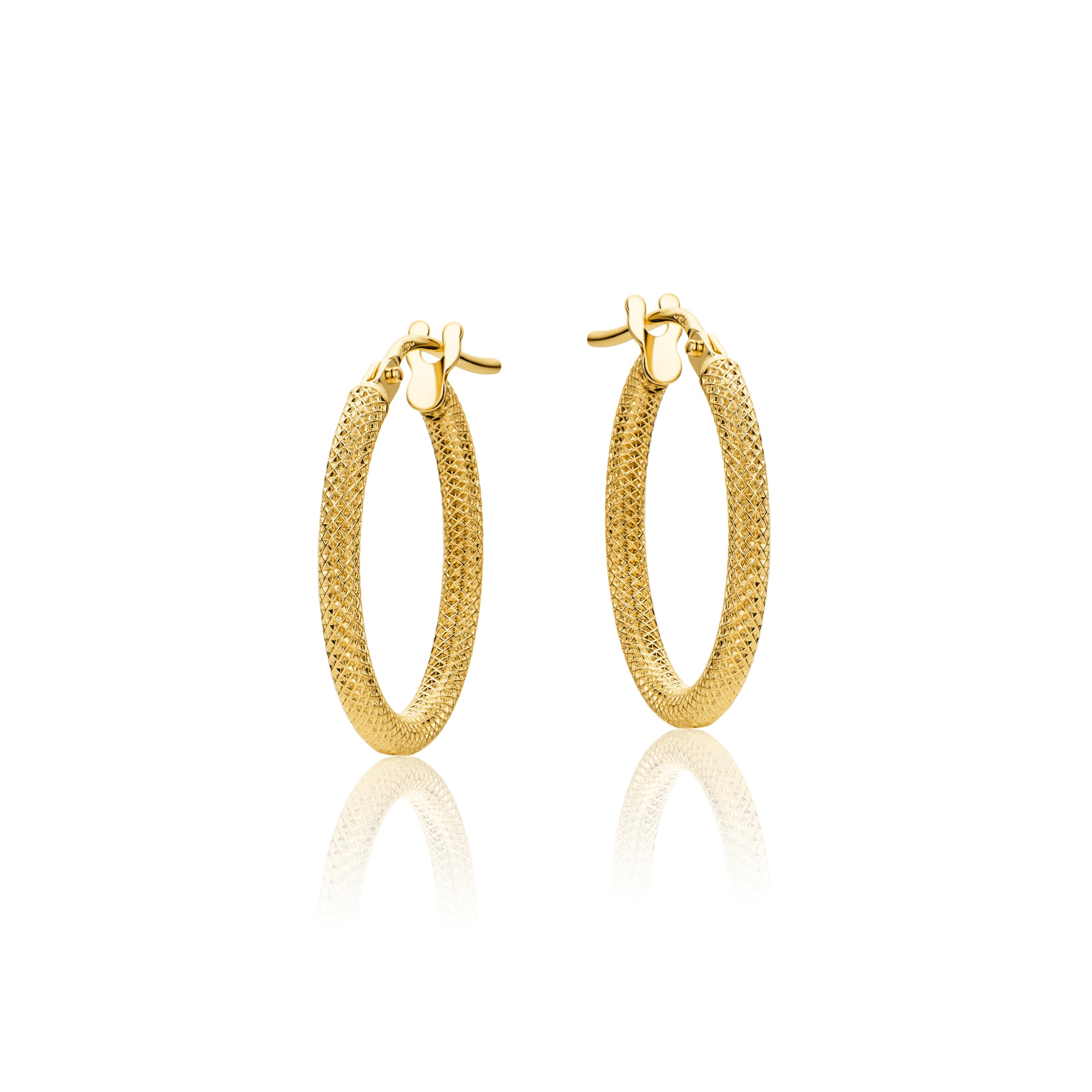 PRINS JEWELS Creolen Diamantiert aus 9 Karat 375 Gelbgold