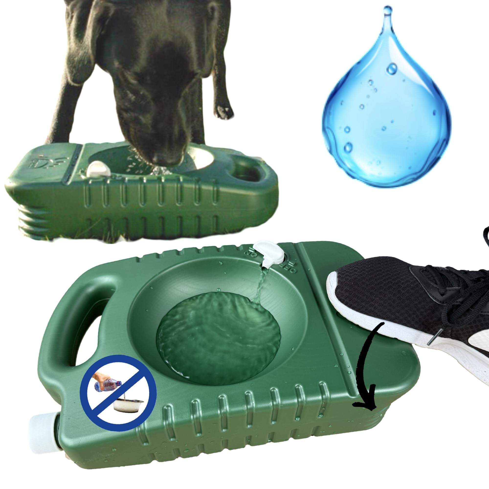 Gamelle de voyage pour chien - Bouteille d'eau pour chien 4 l - Gamelle portable avec poignée - Grand distributeur d'eau stable - Pompe à pied - Voiture - Voyage en plein air - Camping - Fournitures