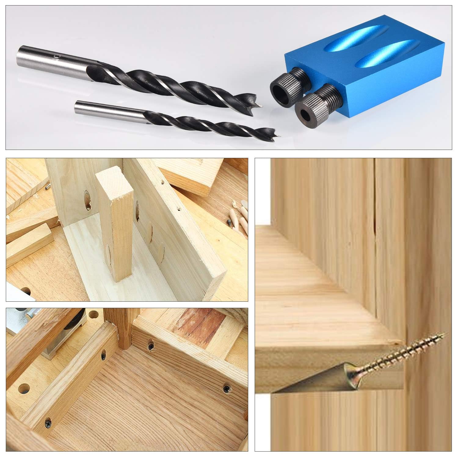 Plantilla Para Agujeros Oblicuos De 15° - Guía De Taladro Para Madera Con Adaptadores 6/8/10mm