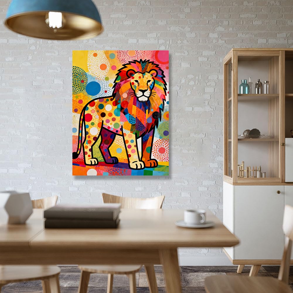 GYSDKUS Tableau Lion Pop Art Coloré sur Toile. A03. 70x90cm. Sans Cadre