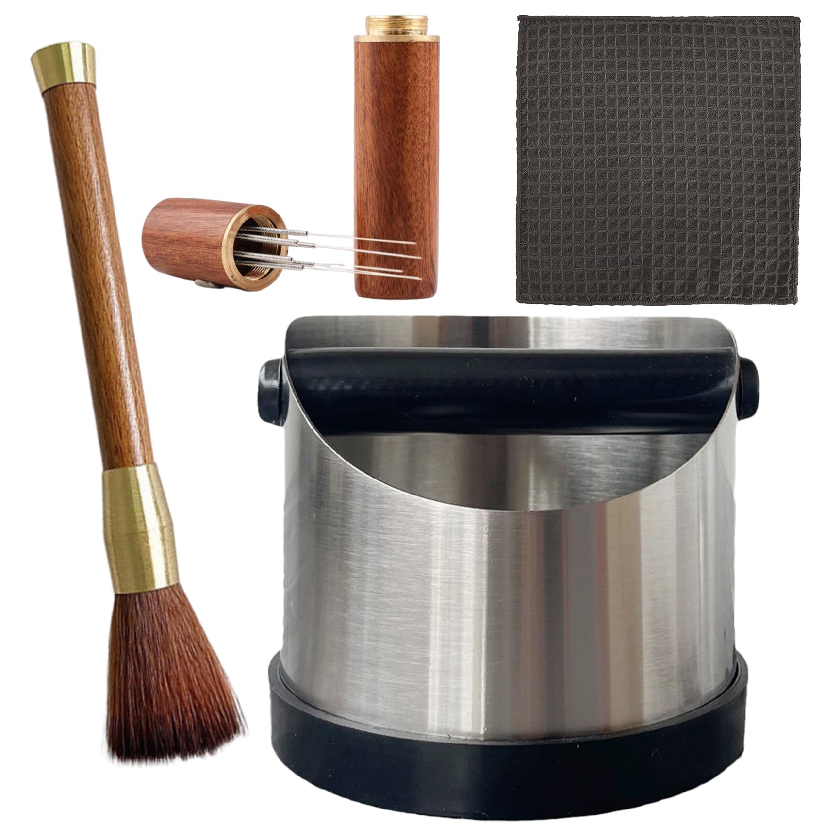 Boîte à café expresso en acier inoxydable et outils de distribution durables