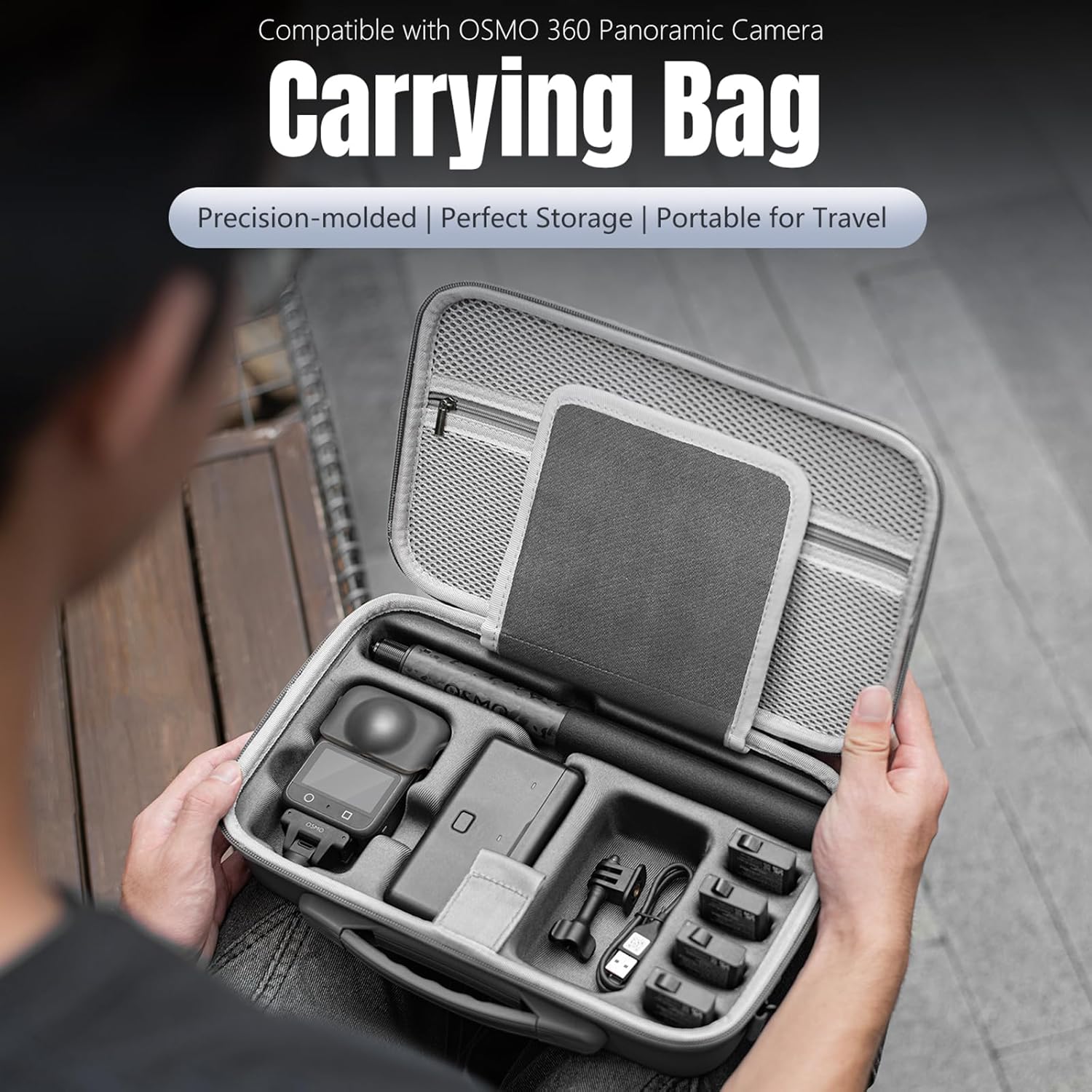 Osmo 360 Carrying Case, PU Leather Storage Case, Travel Portable Shoulder Bag for DJI Osmo 360 Adventure Combo Action Camera Accessories - Image 2