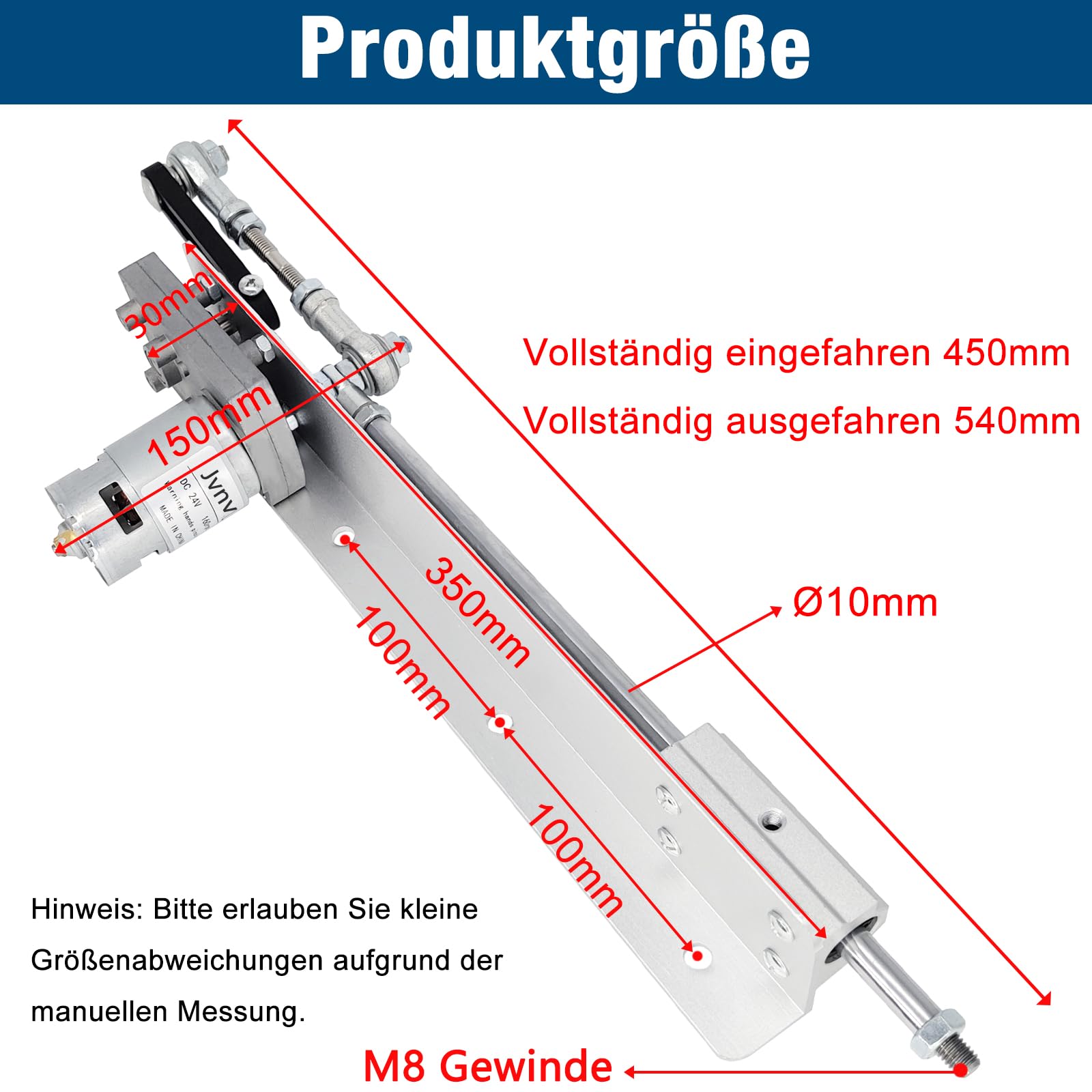 Linear Actuator Hubkolbenmotor DC24V 30-150mm 120rpm Maximaler Schub 18kg für DIY Design Mit Fernbedienung und Drehzahlregler