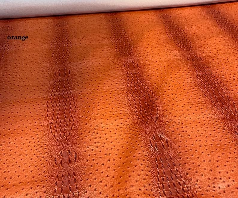 54" Wide Ostrich Crocodile Embossed Faux Leather Vinyl | Furniture Automotive Upholstery Fashion Accessories | Sold by The Yard (ORANGE)