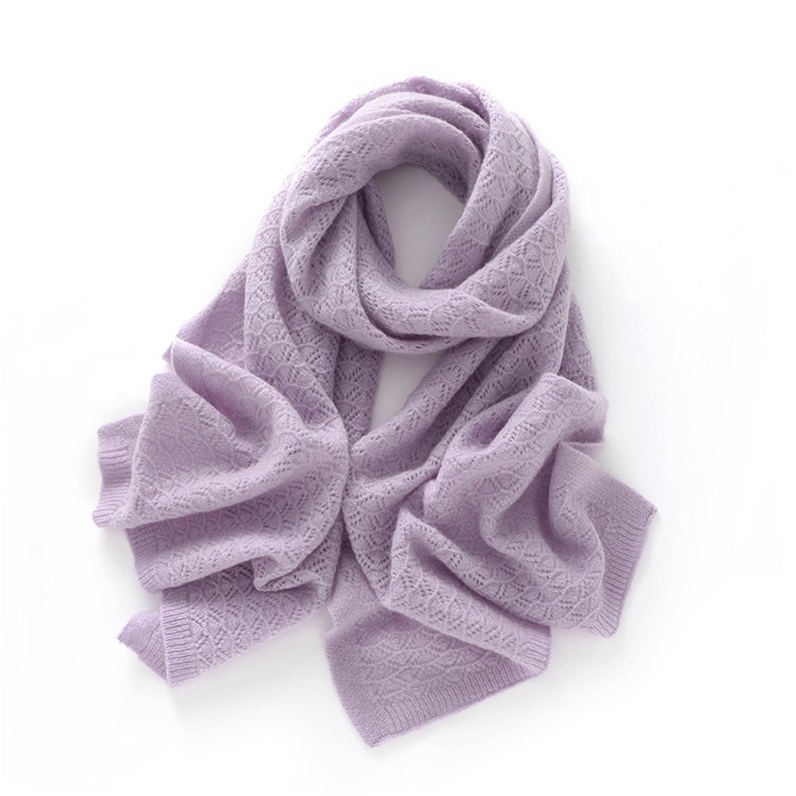 Bufanda de cachemira morada for mujer, larga, con personalidad, punto hueco, cálida y chal Chal de invierno