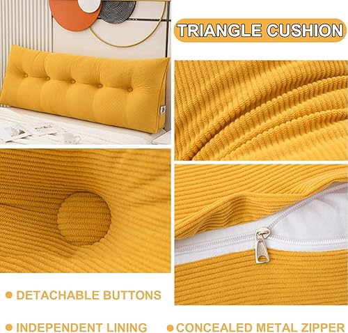 Miniatura 2 de Cojín triangular grande para cabecero de lectura, almohada para reposo en cama, respaldo triangular, respaldo de forro polar, soporte de