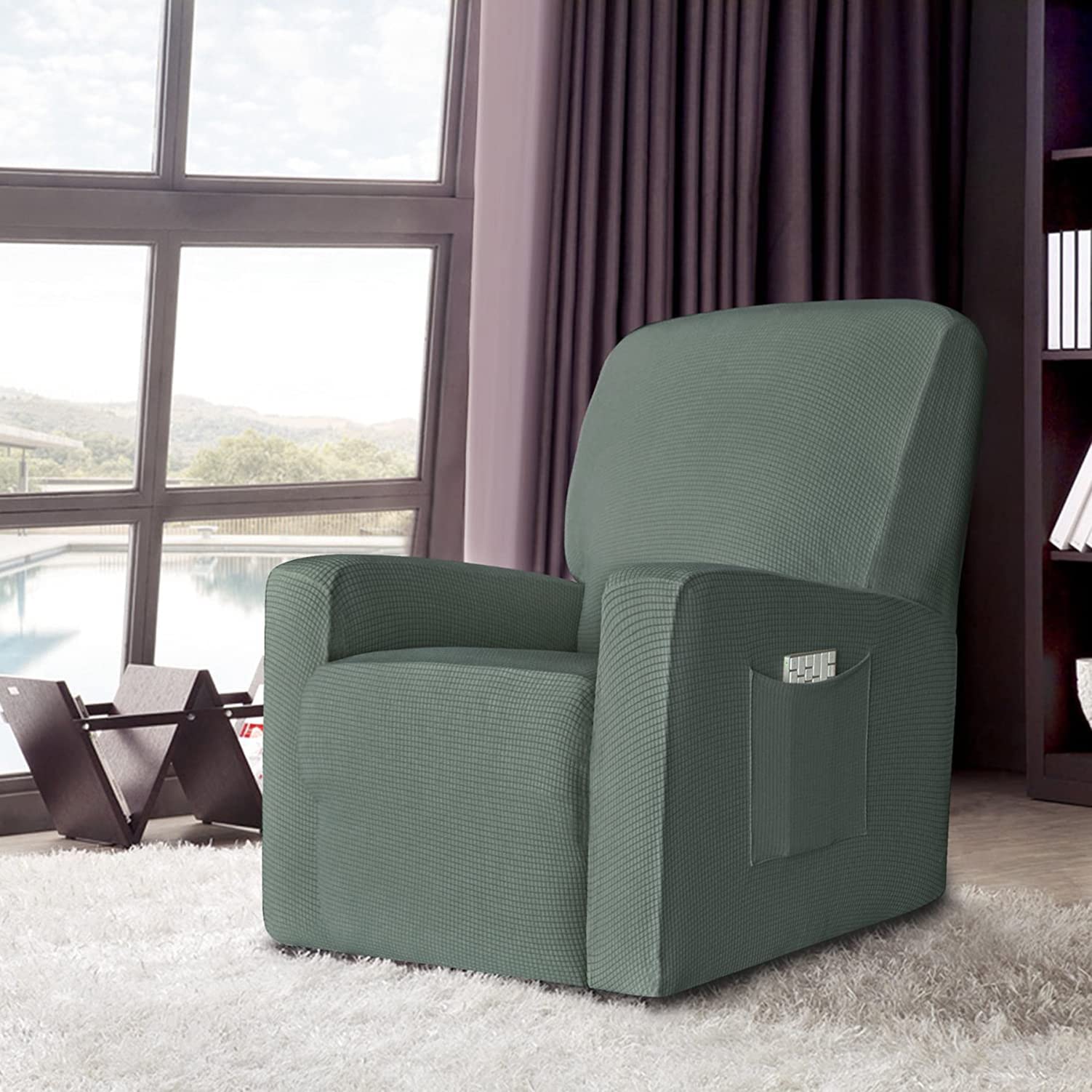 Funda para sillón reclinable elástica verde ideal para salones familiares