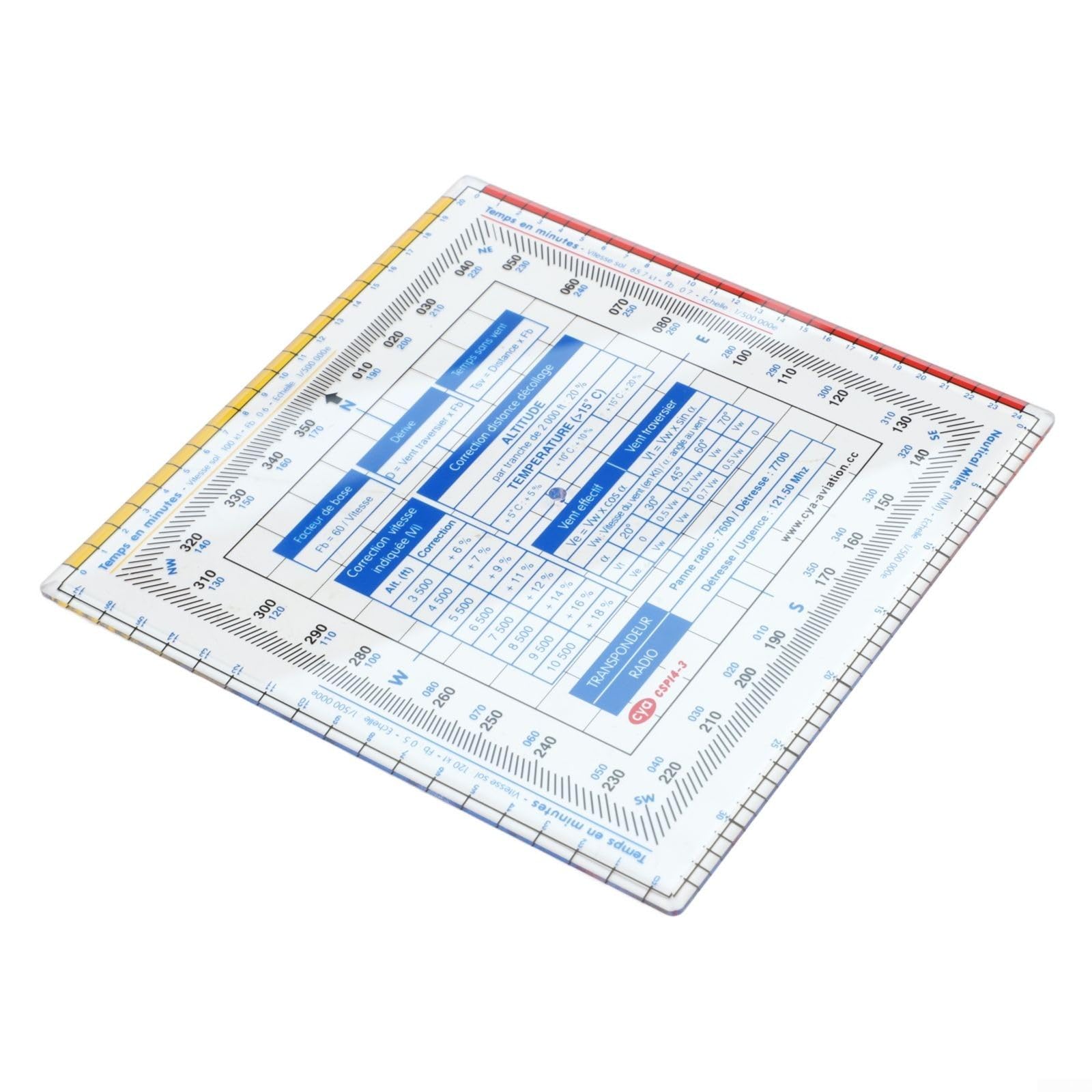Rapporteur de Carte Règle de vol Aviation Navigation Dessin Multi-Fonction pour Boussole Outil de Mesure pour Étudiants Pilotes