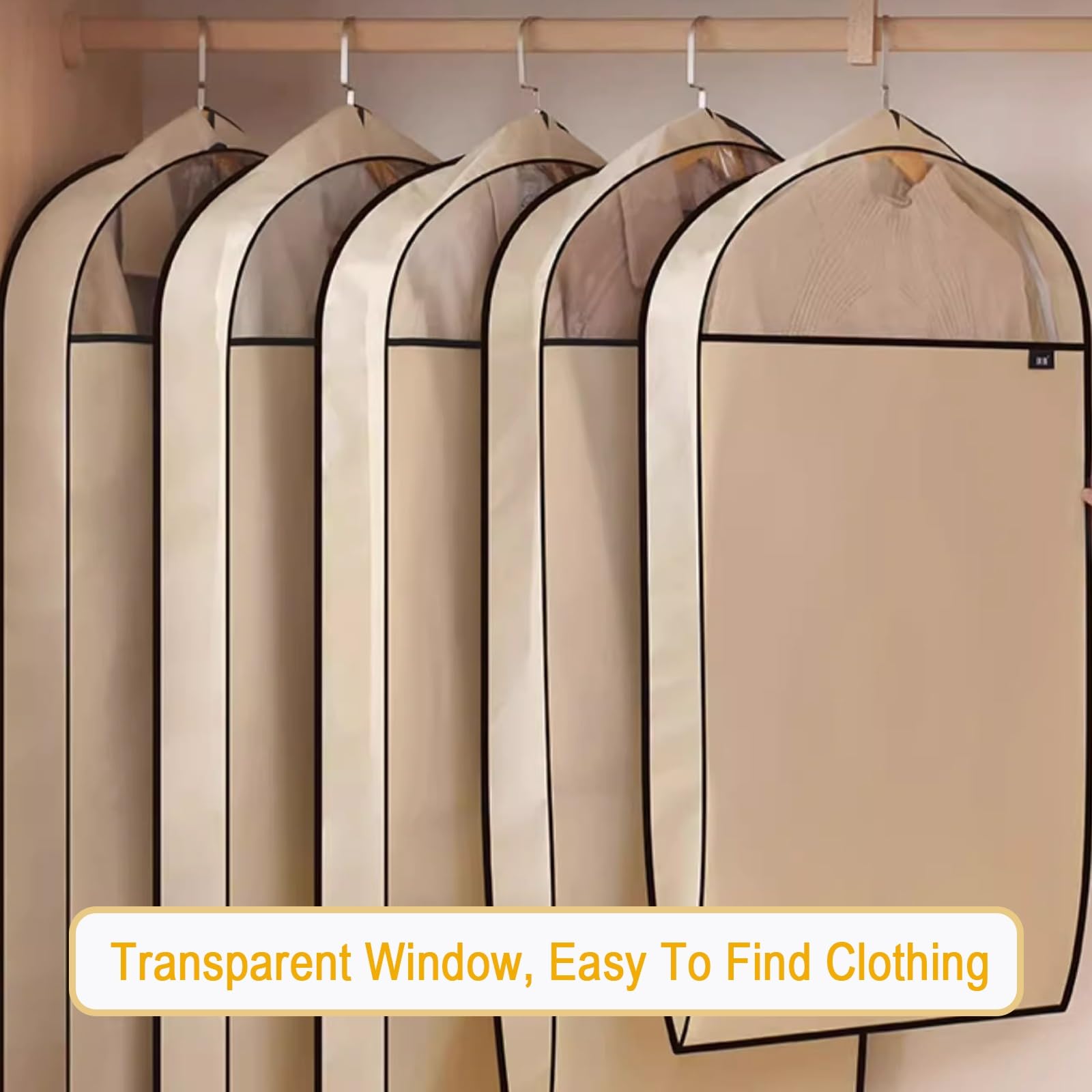 Fundas para Ropa, Fundas para Guardar Ropa, Portatrajes Hombre Viaje Transparentes para Colgar Ropa, 10 Paquetes(Yellow,60 * 11 * 90cm/24 * 4 * 35in)