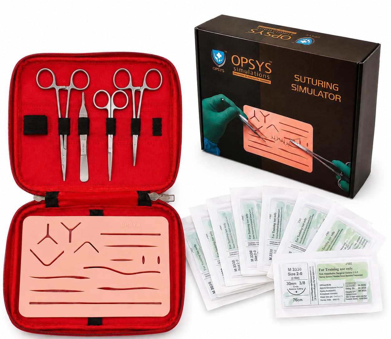 Opsys Premium Suture Practice Kit Including Large Silicone Suture Training Practice Pad and Suture Tool kit, Silicone Suture Practice Model for Medical Students-image-33