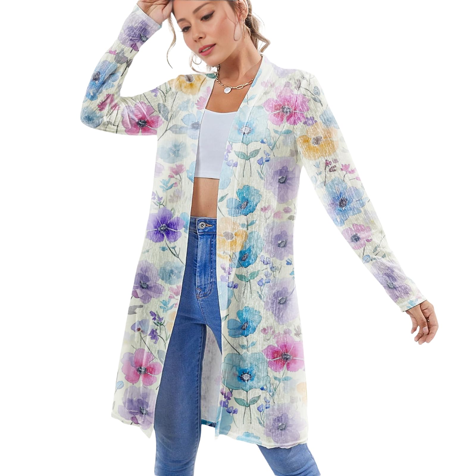 Open Front Cardigan For Women Boho Vintage Soft Long Beach Cover Ups For Women Trendy Lightweight Summer Wear